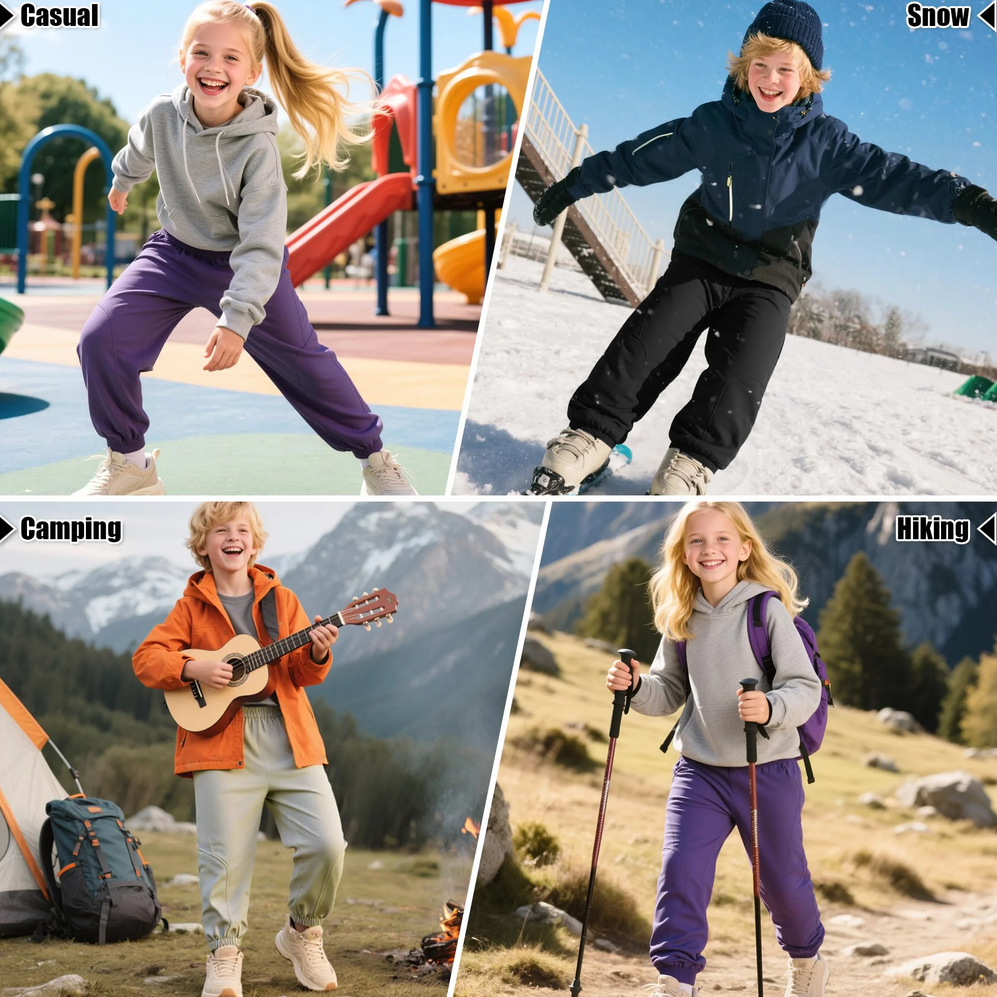 Pantalones Softshell Trekking Niños Niñas, Forrados Pantalón Senderismo Térmicos Impermeables, Resistentes al Viento Pantalones Outdoor Deportivos Otoño Invierno para Niño 6-14 Años