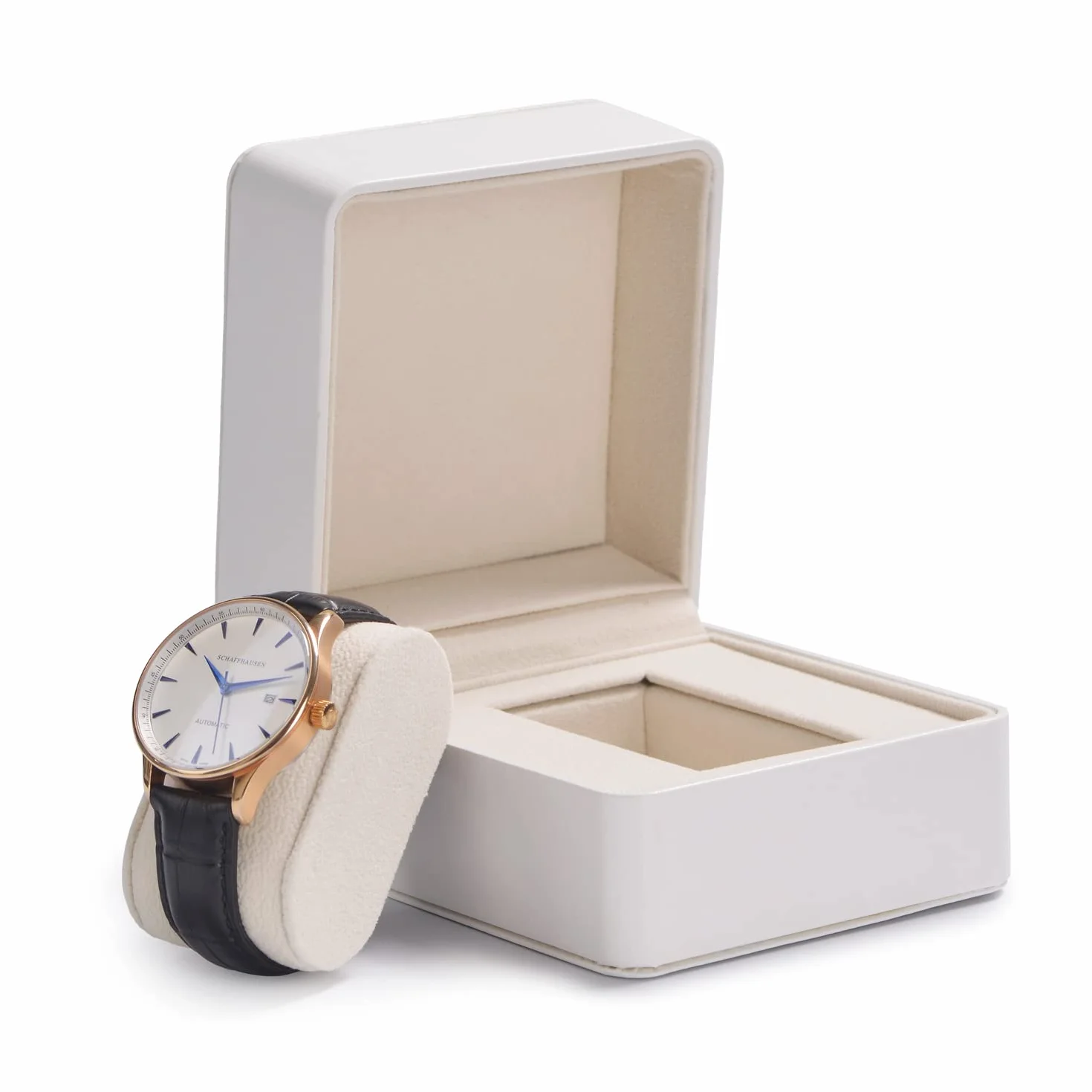 Oirlv Estuche Portátil para Relojes de Gamuza PU Cuero-Caja de Relojes-Organizador Viaje,para Aniversario y Cumpleaños(Blanco)