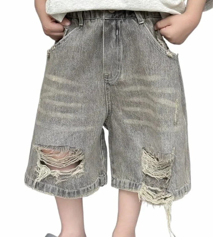 Pantalones cortos vaqueros holgados for niños, casuales, for jugar activamente, con ajuste cómodo