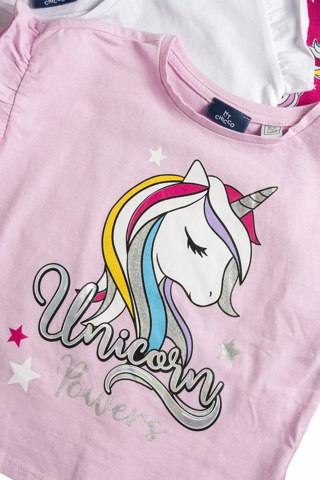 Chicco, Camiseta Niña, Conjunto de 3 Camisetas de Manga Corta, 100% Algodón, Ideales para Primavera y Verano, Ropa Niñas, Designed in Italy