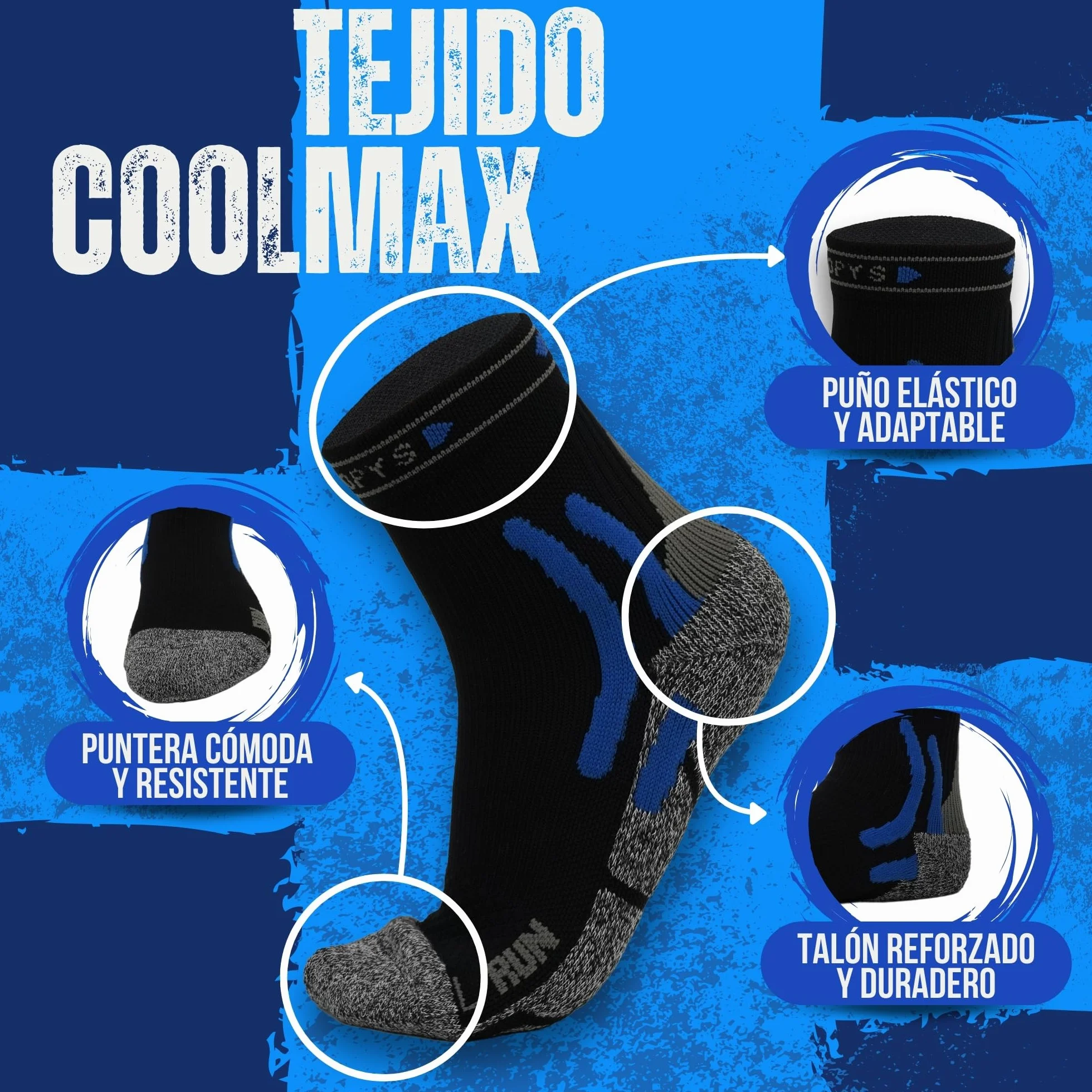 Calcetines Deporte Hombre Mujer Algodón COOLMAX Ciclismo Acolchado Mejorado
