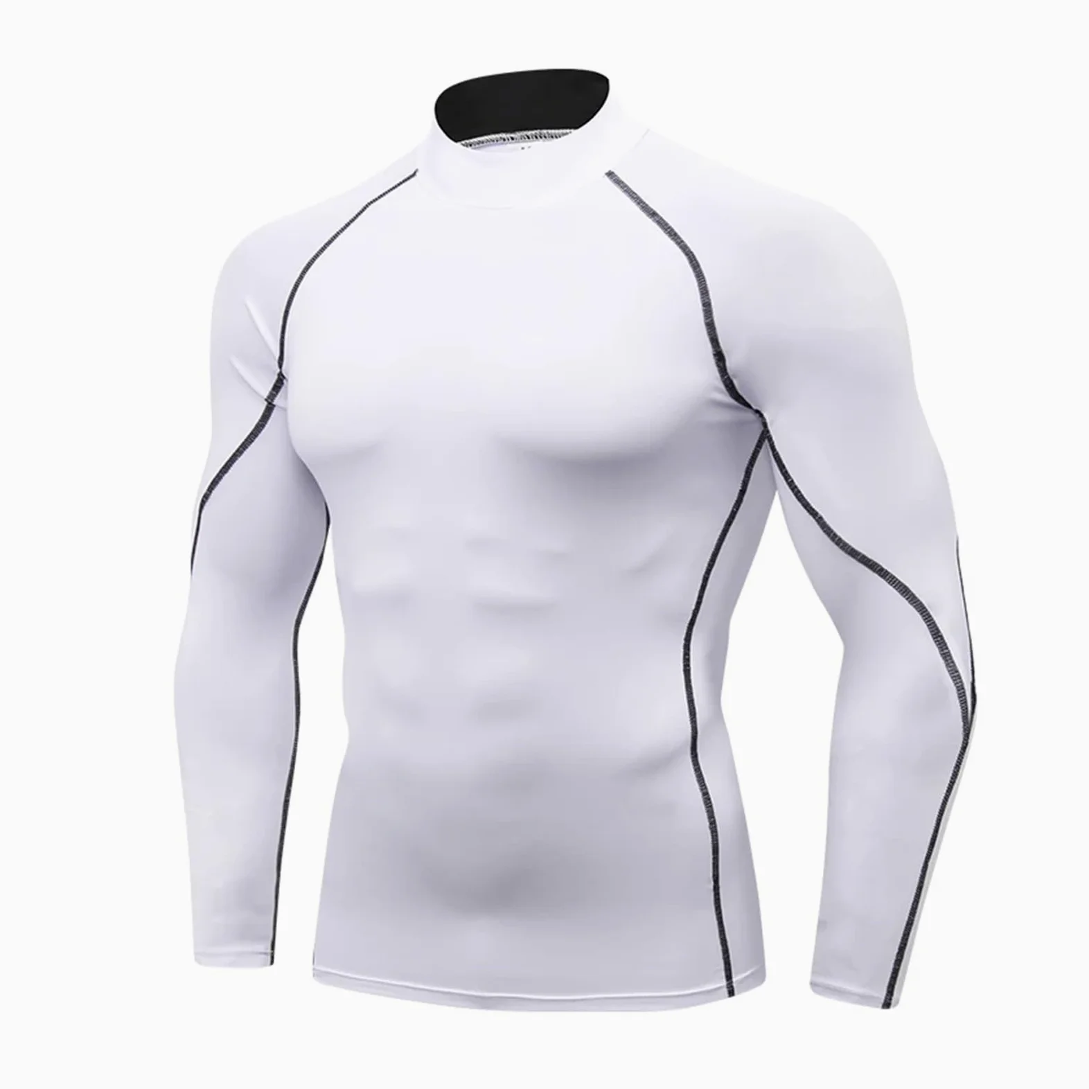 Camisas de compresión Manga Larga con Cuello for Hombre, protección Solar Fresca y Seca, Medias Deportivas, Camisetas for Correr Gimnasio