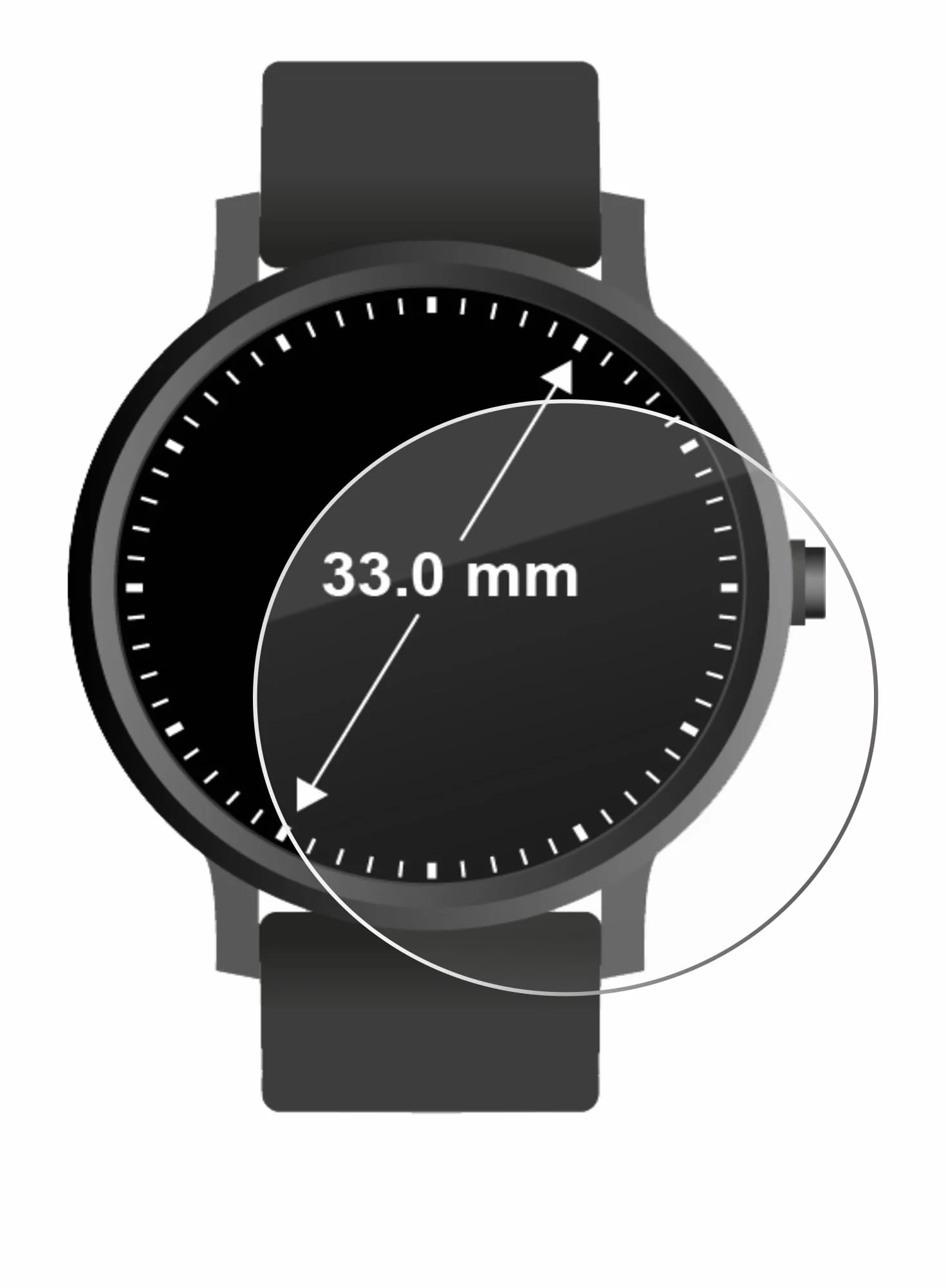 savvies Protector Cristal Templado para Relojes (Circular, ø: 33 mm) Protector Pantalla Vidrio, Protección 9H, Pelicula Anti-Huellas