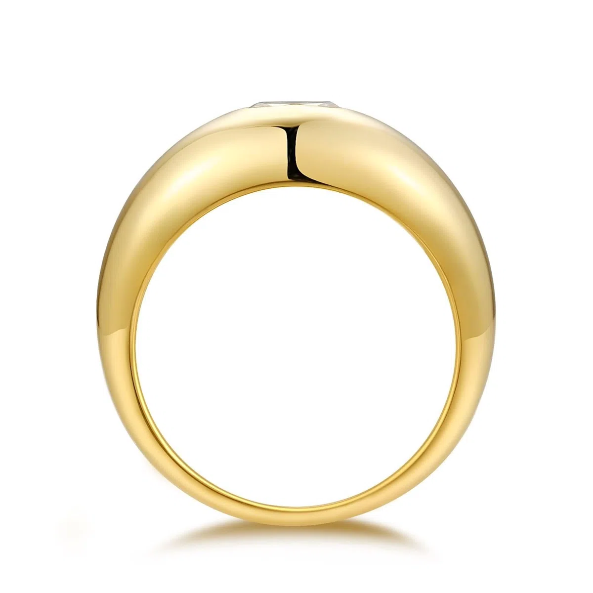 Anillo de compromiso de oro, anillos para mí, anillo pulido con moissanita cuadrada de 4 x 4 mm, oro amarillo de 0,3 quilates