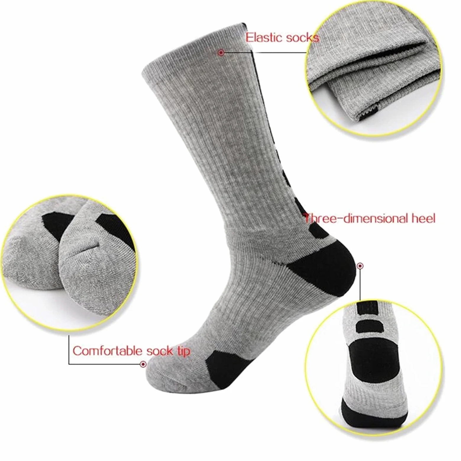 5 Pares de Hombres Deportes Calcetines con amortiguación Terry Baloncesto Ciclismo Running Senderismo Tenis Socket Ski Women Cotton Sports Socks 39-45