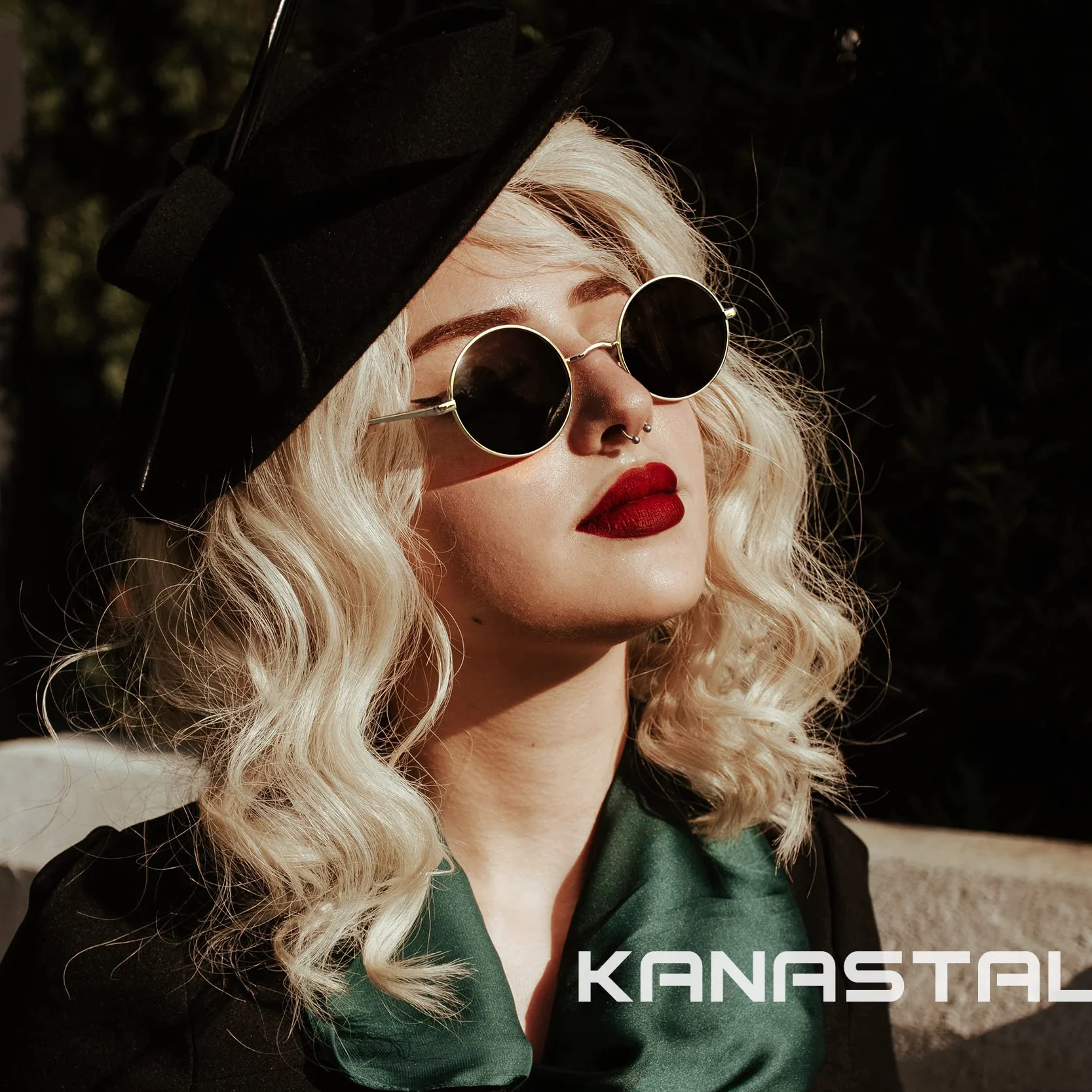 KANASTAL Gafas de Sol Polarizadas UV400 Redondas Vintage 46mm