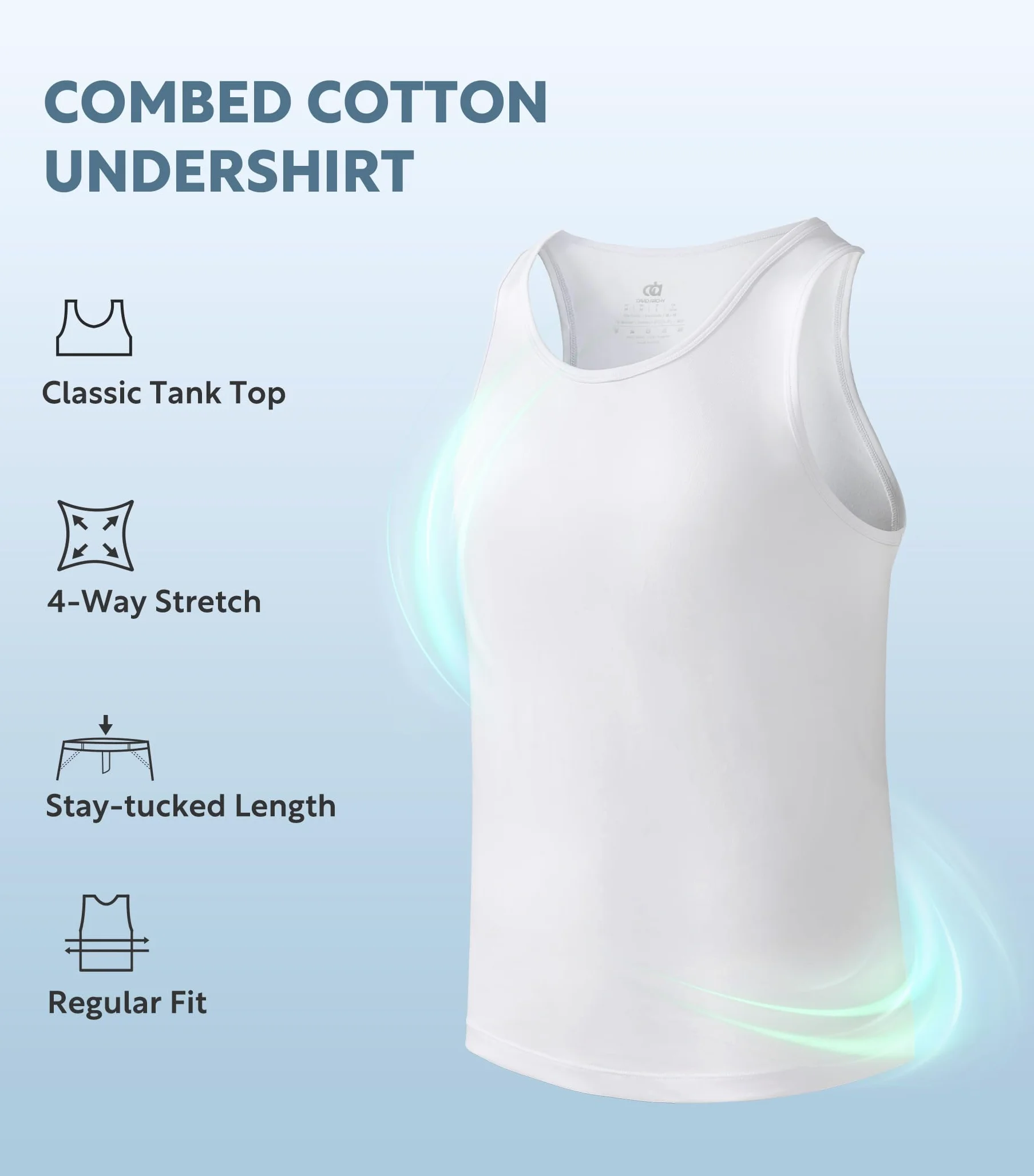 DAVID ARCHY Camisetas de algodón para hombre, con cuello en V o cuello redondo que absorben la humedad, lisas, supersuaves, paquete de 3, Camiseta sin mangas: color blanco y algodón, XX-Large