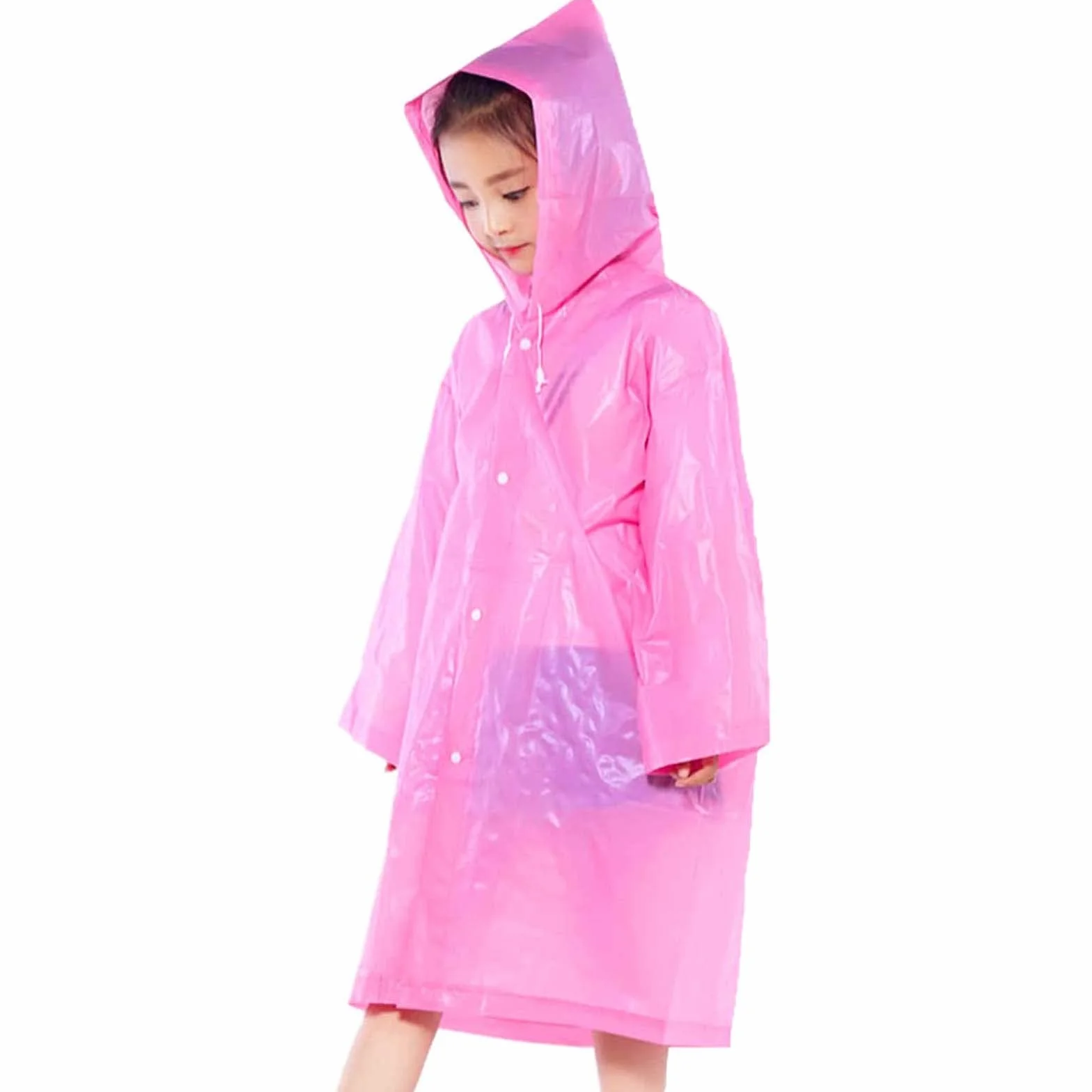 Chubasquero para niños, Poncho Impermeable Niña, Impermeable Transparente con Capucha y Botón, Reutilizable Chubasquero EVA,Chaquetas Traje de Lluvia Para Pequeños, Niños, Niñas, Senderismo