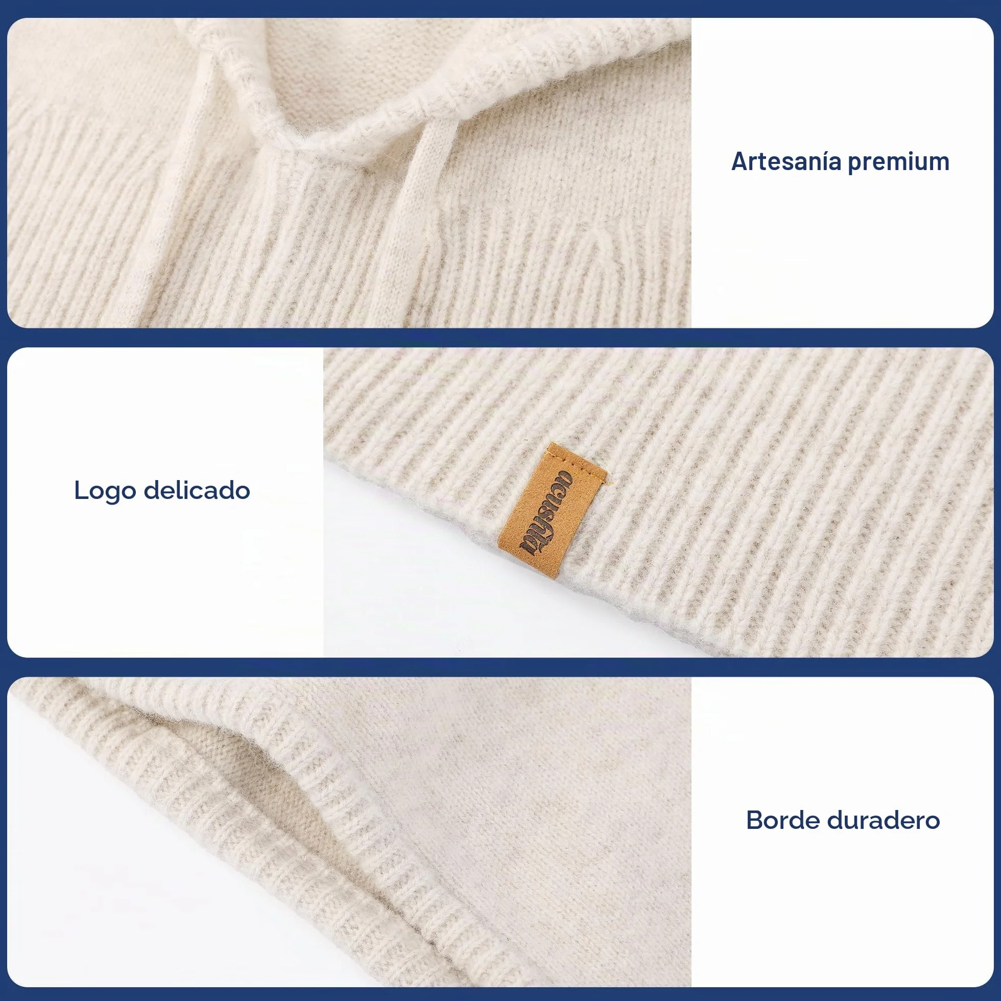 ACUSHLA Pasamontañas 100% lana merino para hombre y mujer, invierno, cálido, con capucha, gorro, bufanda y bufanda, color marrón, talla única