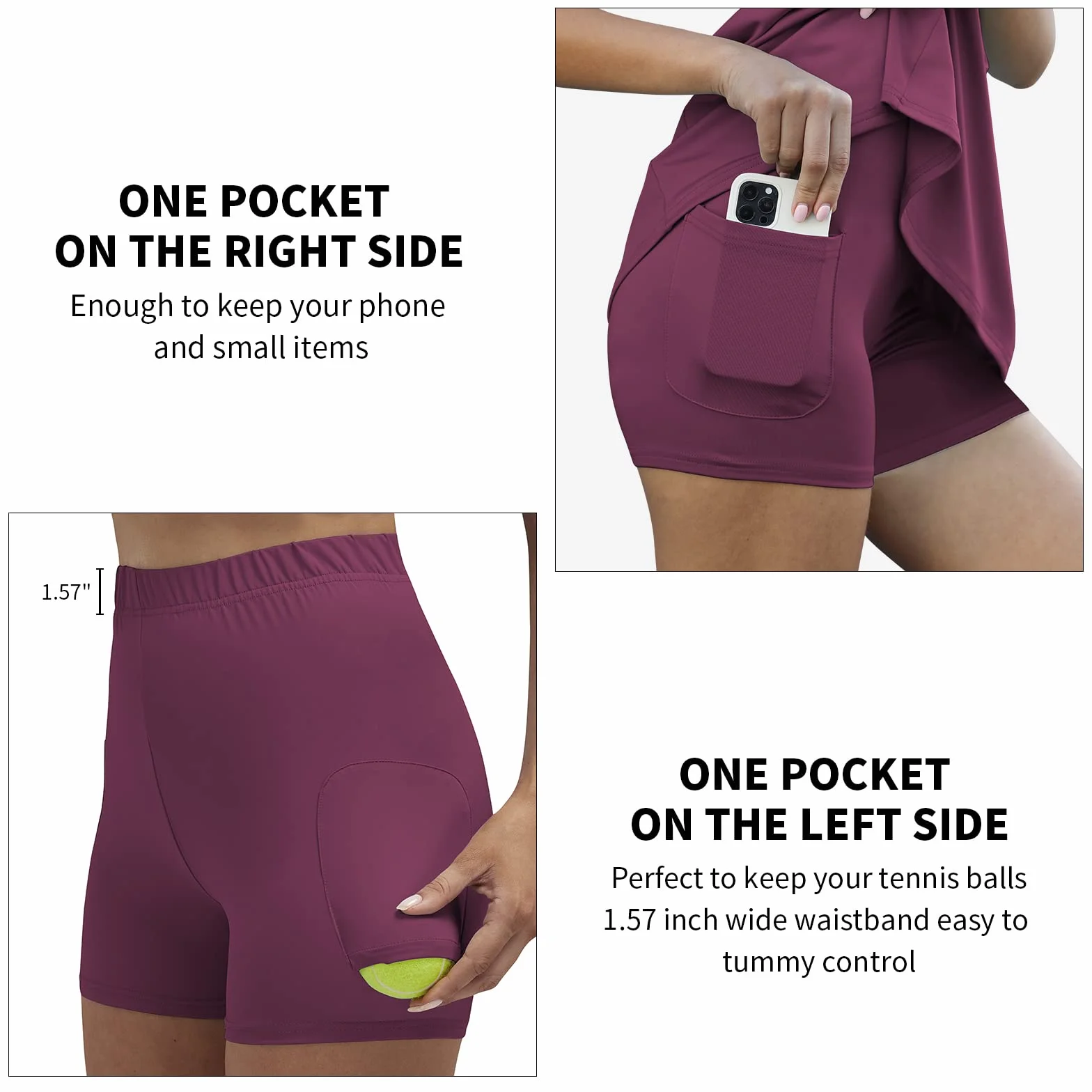 Vestido de Tenis para Mujer con Pantalones Cortos Integrados y Bolsillos