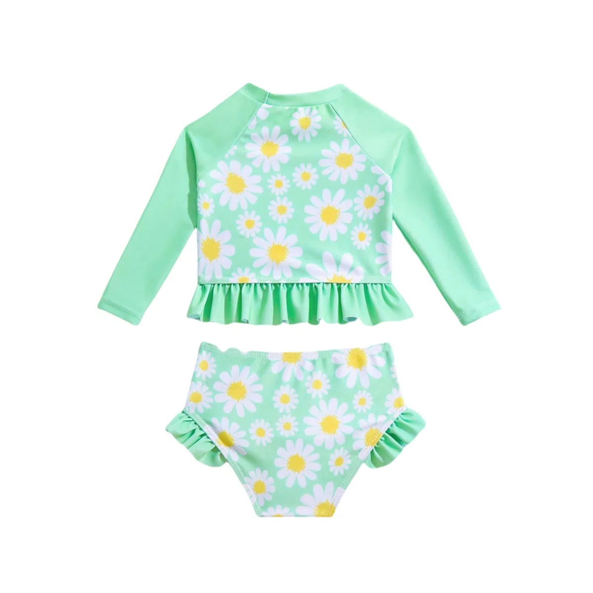 Swimwear Kids Girl - Traje de baño para niña de manga larga con pantalones triangulares, traje de baño de dos piezas