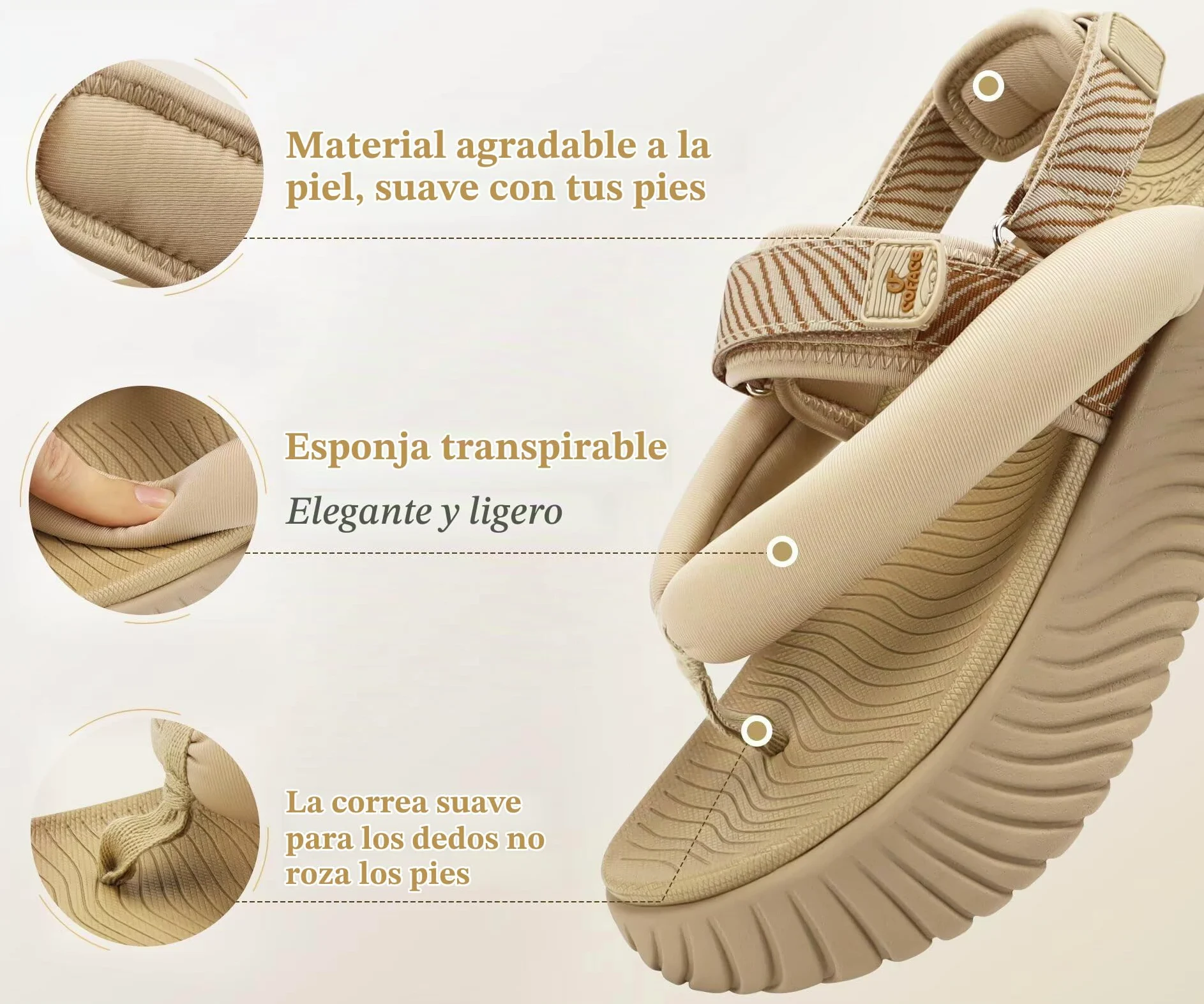 COFACE Ortopedicas Sandalias Trekking Mujer Comodas Caminar Deportivas Sandalias Senderismo Verano Playa Piscina Elegantes Plataforma Chanclas Ajustables Ligera Fascitis Plantar Chancletas