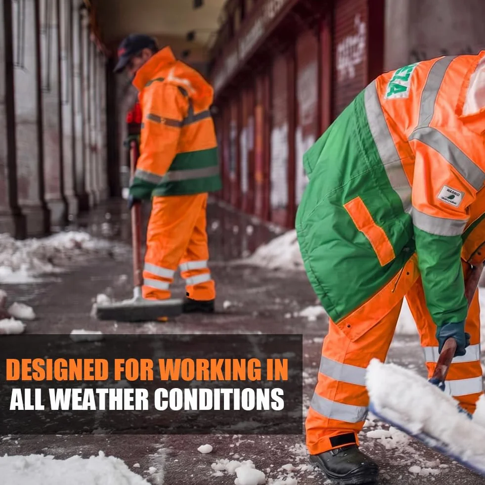 AUYAO Pantalón de Alta Visibilidad, Pantalón de Lluvia Hi-Vis de Doble Capa, Pantalones de Lluvia Reflectantes e Impermeables, Pantalones de Trabajo Hombre y Mujer para Exterior