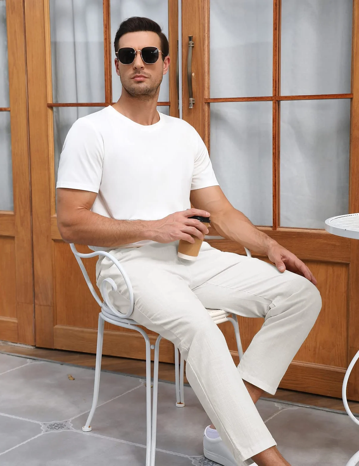 Heekpek Pantalones de Lino para Hombre - Cómodos y Ligeros Pantalón Casual de Verano Con Cordón