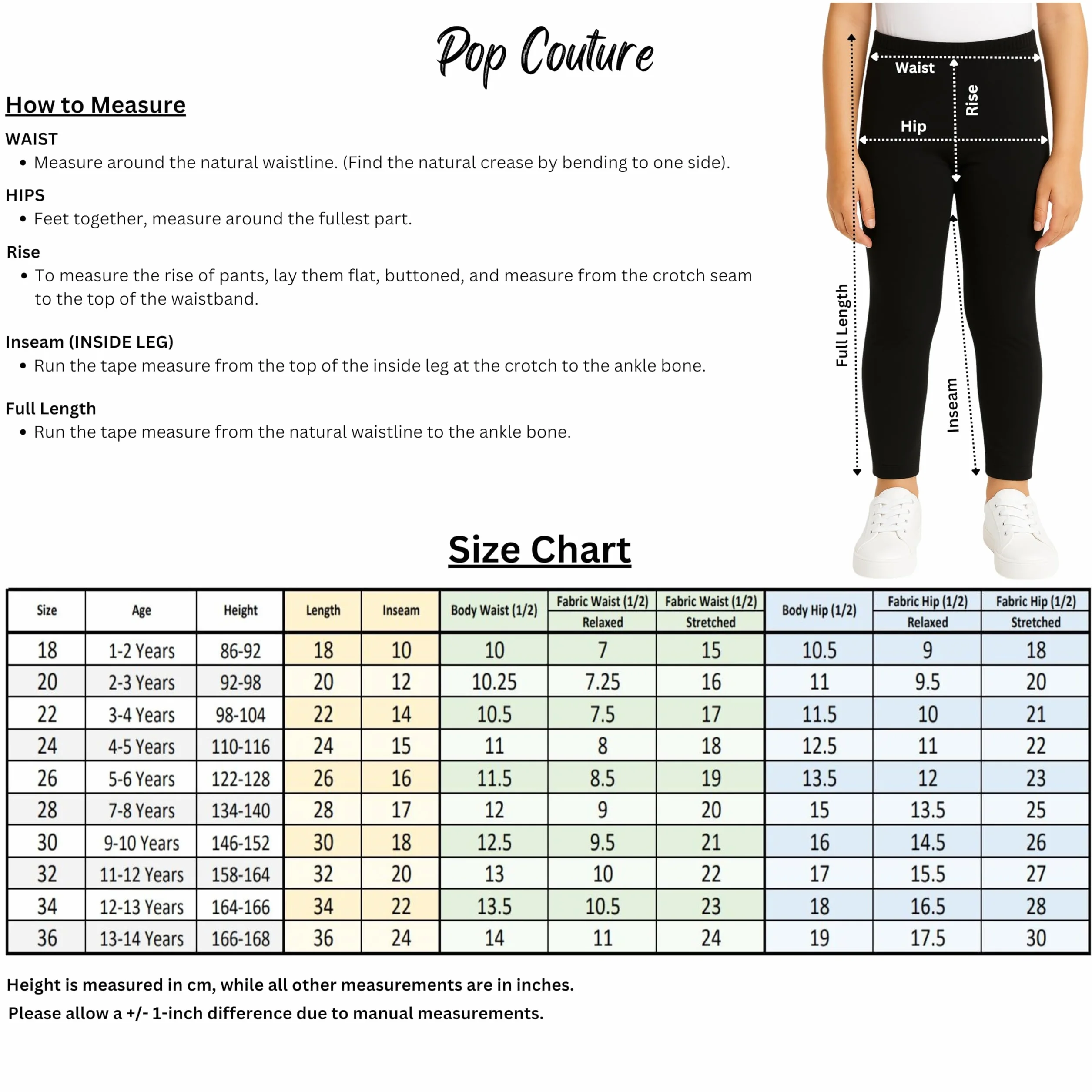 PopCouture Leggings deportivos prémium para niñas para danza y gimnasia