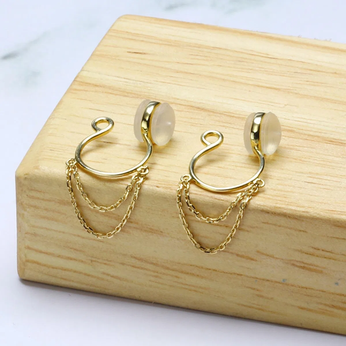 KnSam Pendientes de oro amarillo de 18 quilates, joyas de oro auténtico, clip de oreja, Au 750, pendientes boho para mujer, oro, Oro amarillo de 18 quilates, Sin circonita