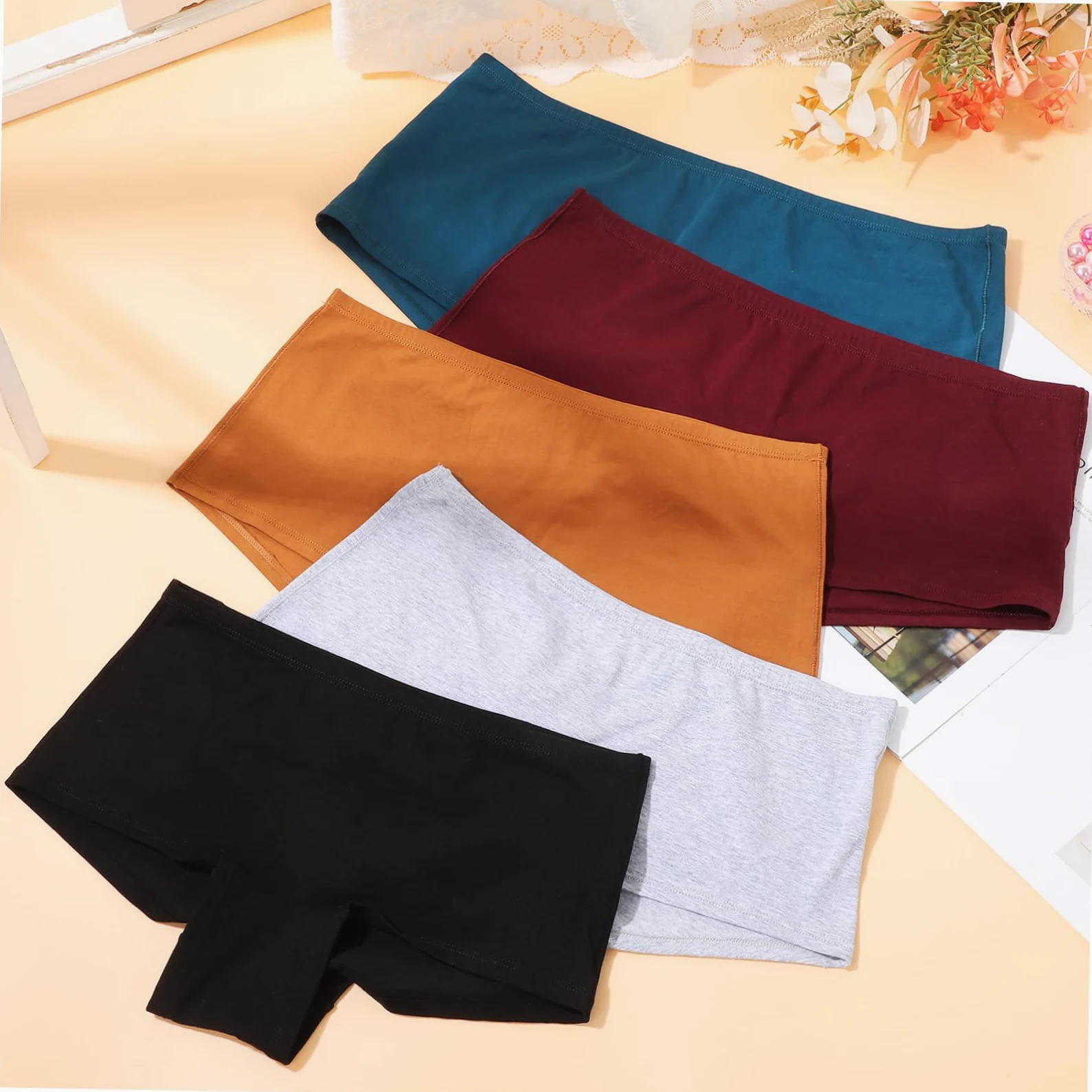 Bragas de Mujer Talla L 5 Piezas Algodón Tipo Bóxer | Cobertura Completa, Ajuste Seguro y Suave, Uso Diario y Ocasiones Obsequios, Diseño Versátil