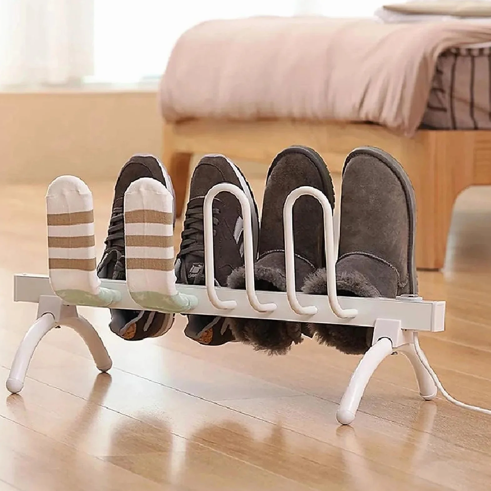 Secador de zapatos eléctrico con 4 estantes, estante de secado rápido para botas de trabajo, botas de fútbol, zapatillas y accesorios