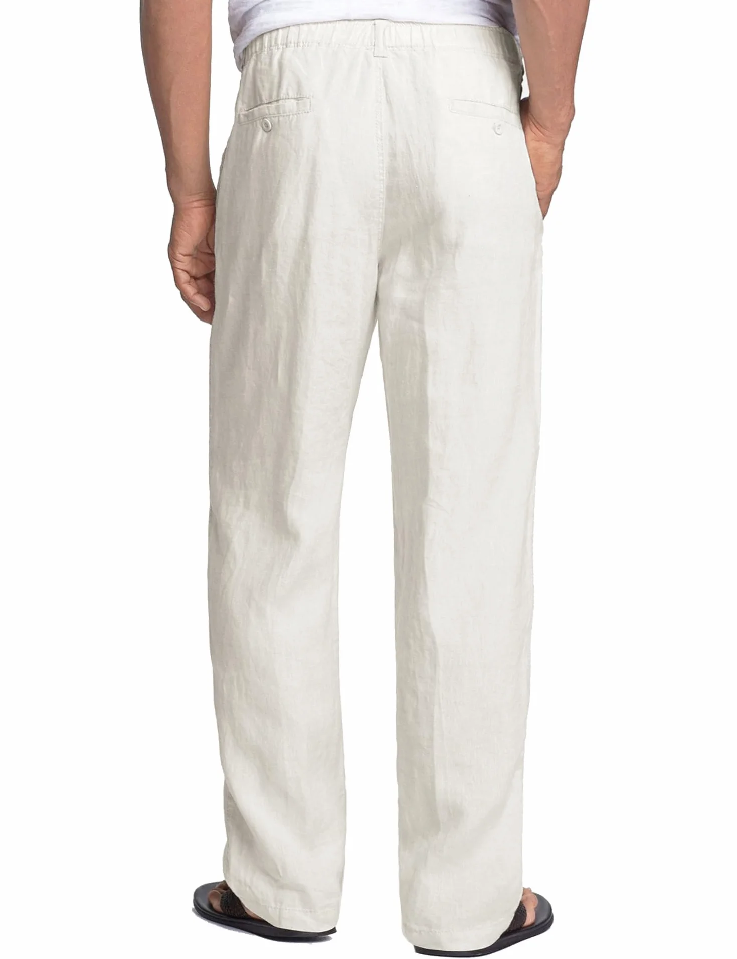 COOFANDY Pantalones Lino Hombre Verano Largos Casual Playa Pantalones Cintura Elástica Cordón Ligeros