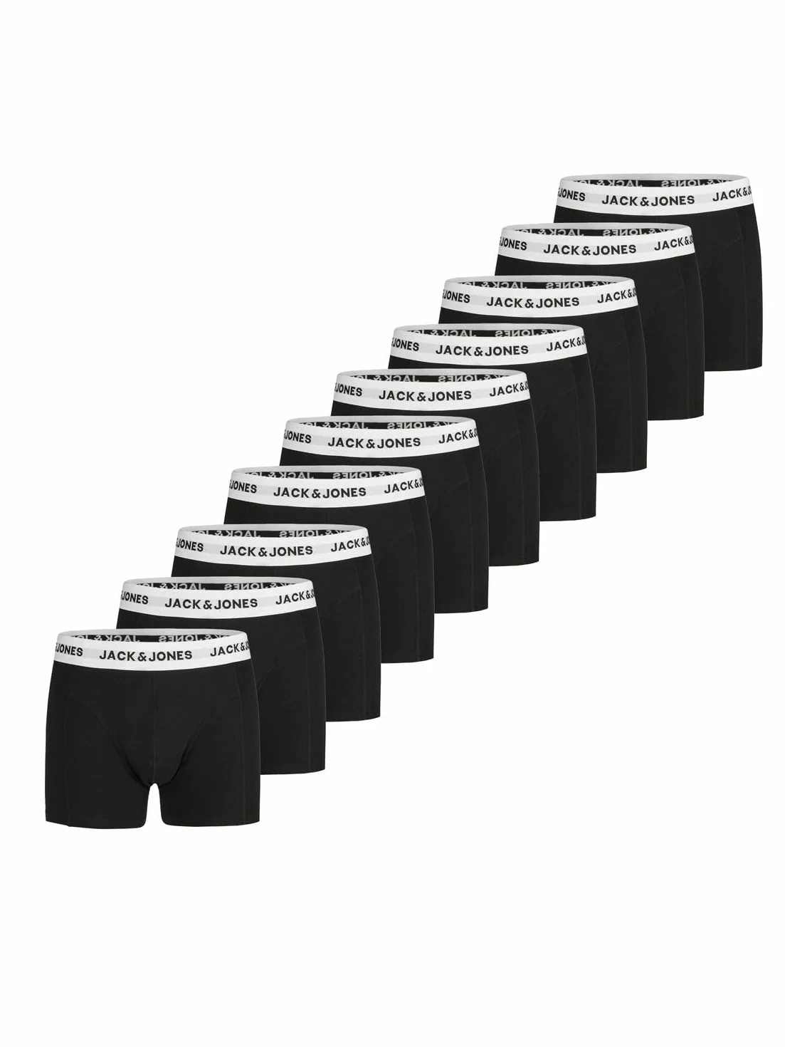 JACK & JONES Calzoncillos tipo bóxer para hombre, 10 unidades, de algodón, básicos, Jacanton, ropa interior, retro, elásticos, color negro, blanco, S, M, L, XL, XXL, 3XL