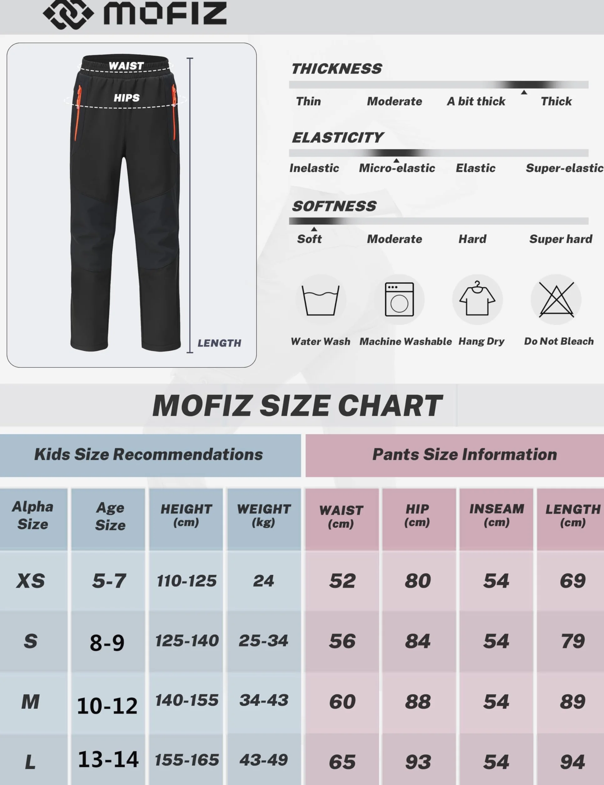 MoFiz Pantalones Ski Niño Pantalon Trekking Niña Térmicos Pantalón Senderismo Invierno Impermeables Transpirable Pantalón