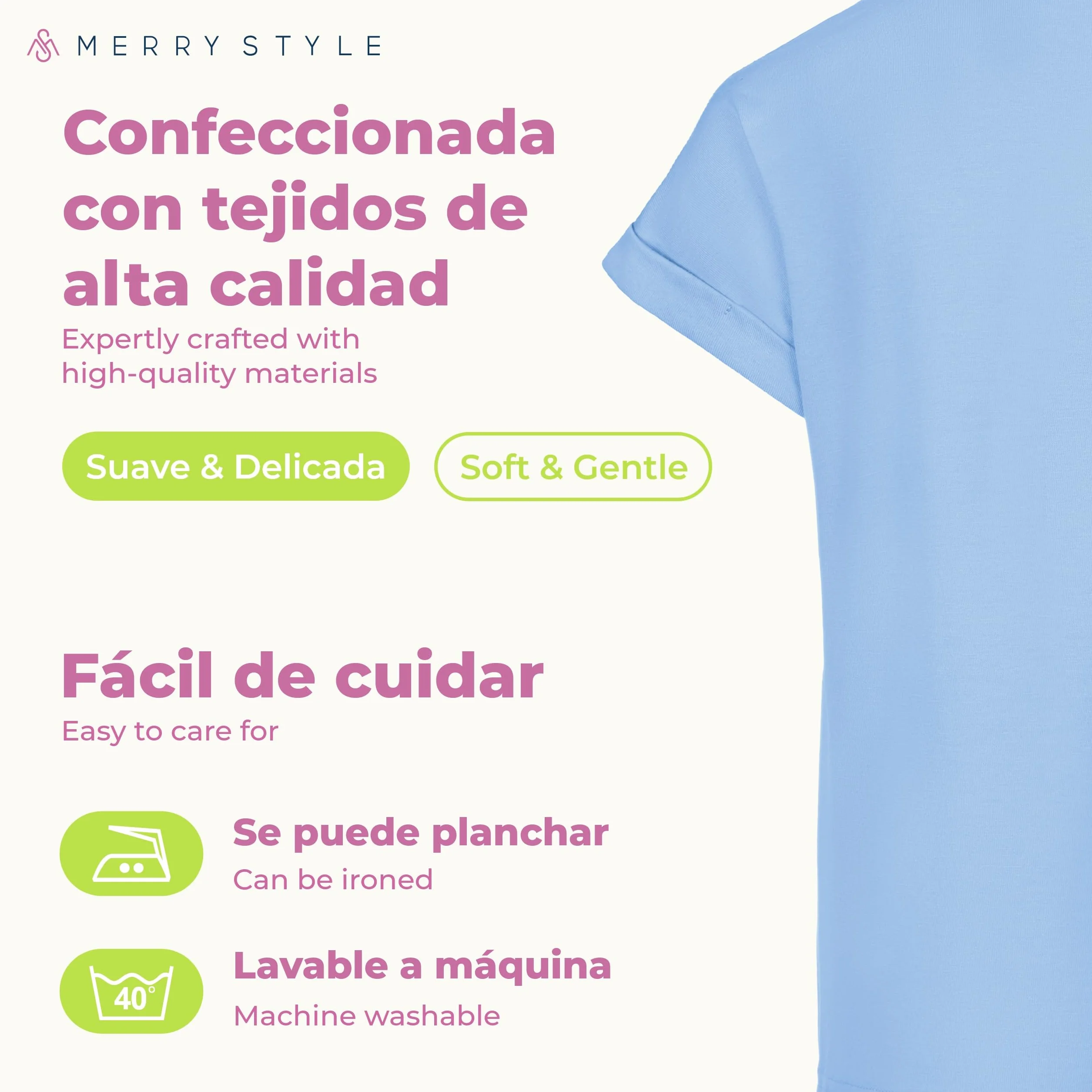 Merry Style Camiseta Niña Manga Corta Algodón, Cuello Redondo MS10-468