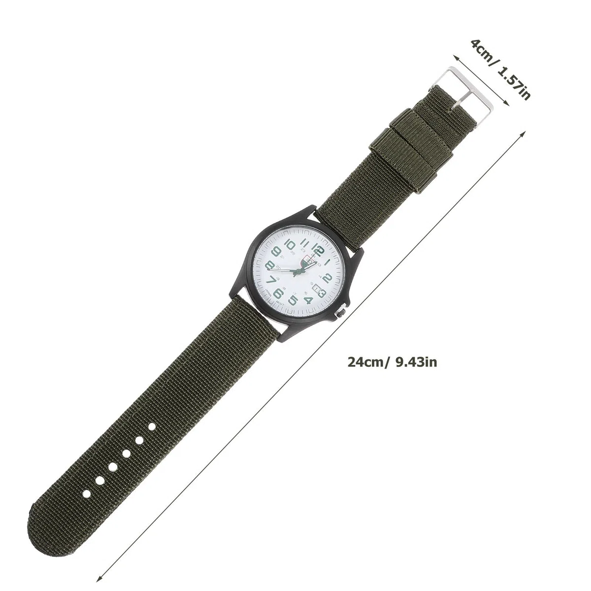 Lurrose Reloj Calendario y Diseño Creativo de Cuarzo para Hombre Correa de Nylon Verde Elegante y Resistente para Uso Deportivo Diario