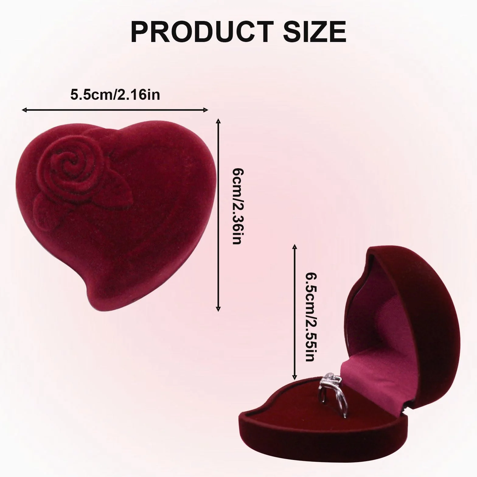 Caja de Terciopelo para Anillos de Compromiso con Forma de Corazón, Joyero Pequeño para Mujer (Azul)
