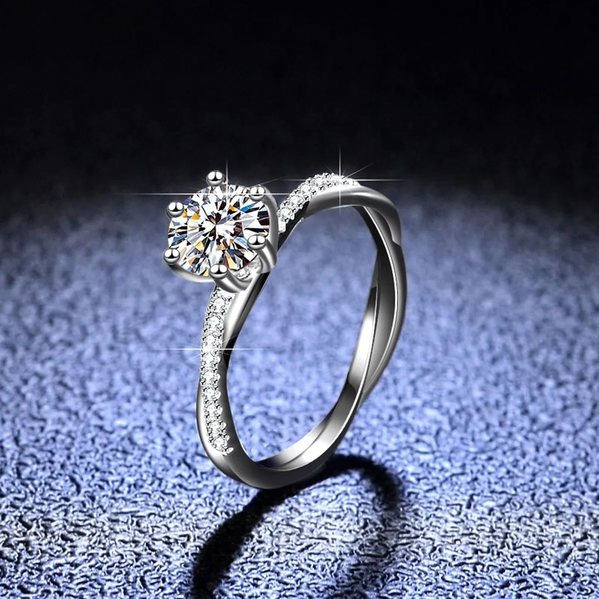 Anillos de compromiso para mujer, oro blanco, solitario de oro real con moissanite de 1 ct, anillo de boda de oro para mujeres