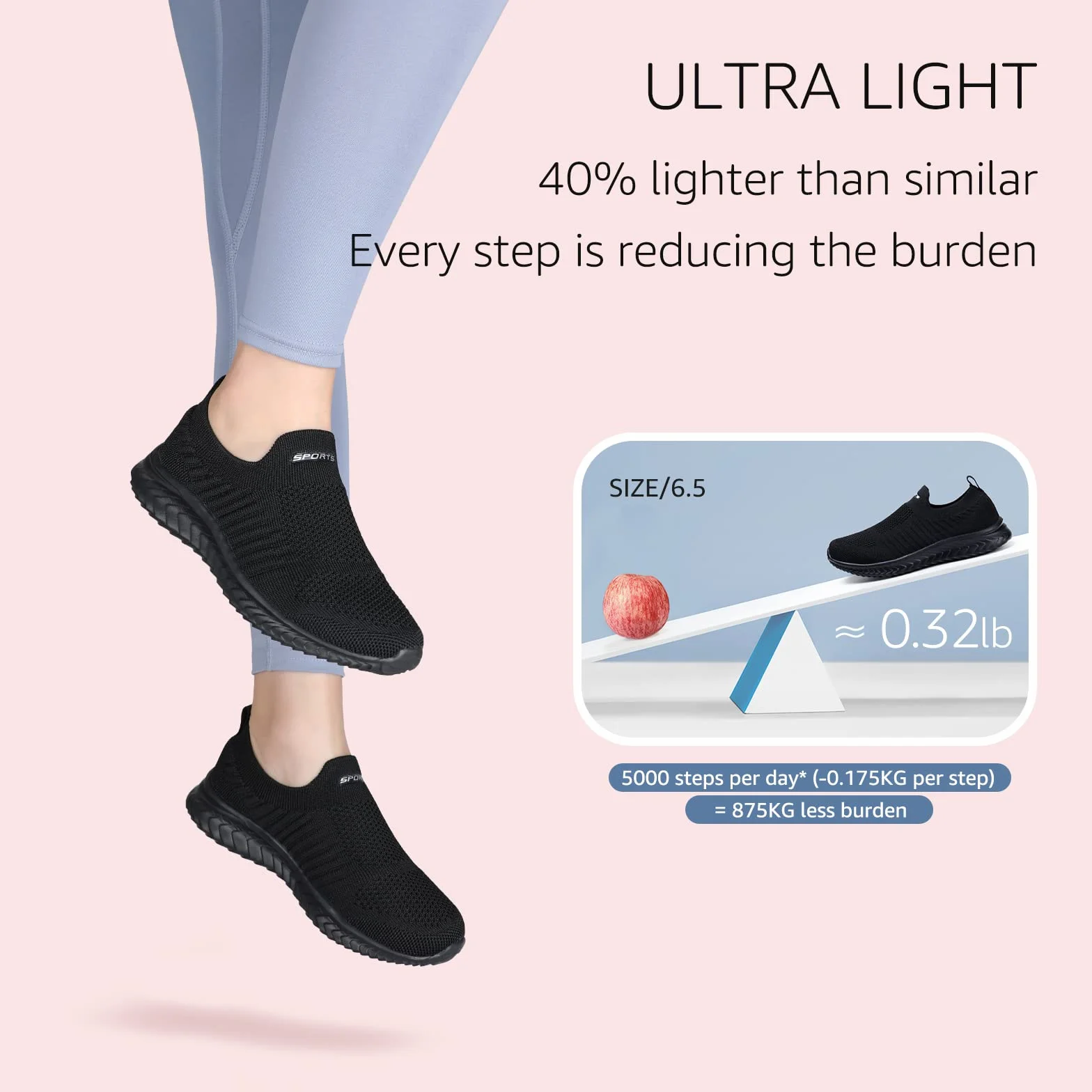 STQ Zapatillas Mujer Deportivas Sin Cordones Non Slip Ligero Tenis Andar