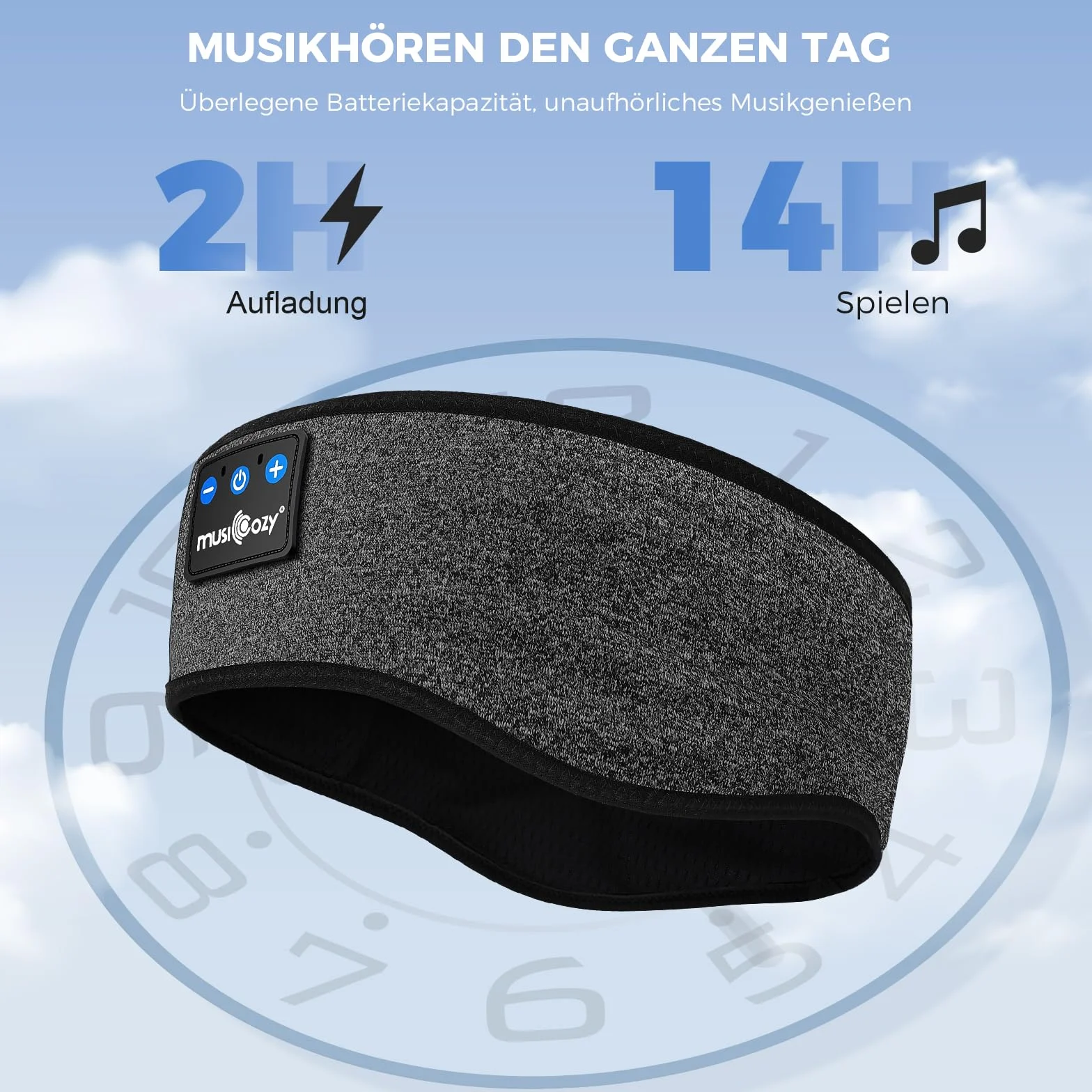 MUSICOZY Auriculares para Dormir Bluetooth Diadema Deportiva Altavoces Ultrafinos Antifaz