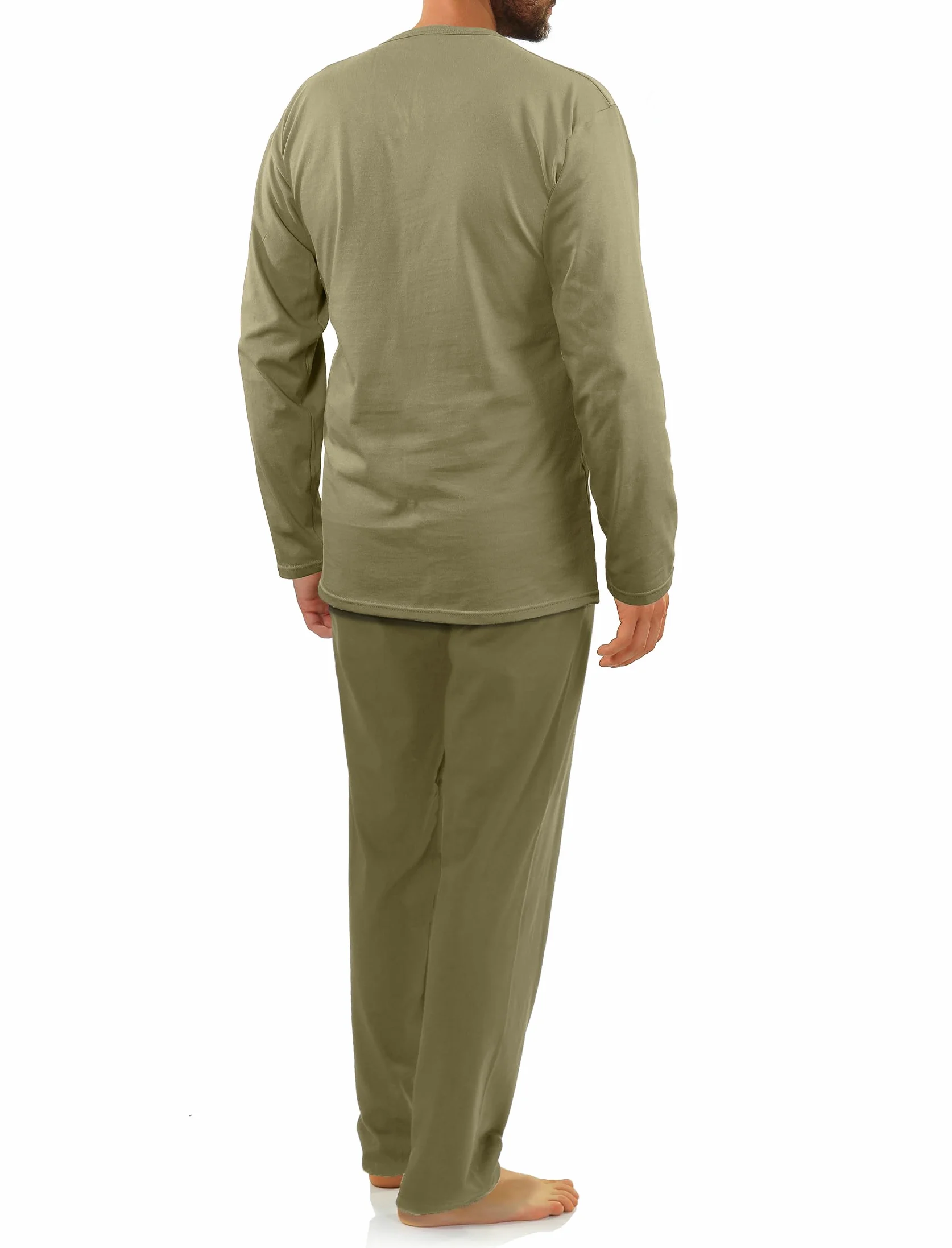 Sesto Senso Pijama de Algodón Militar para Hombre Manga Larga Pantalones de Pijama Conjunto de Ropa de Dormir