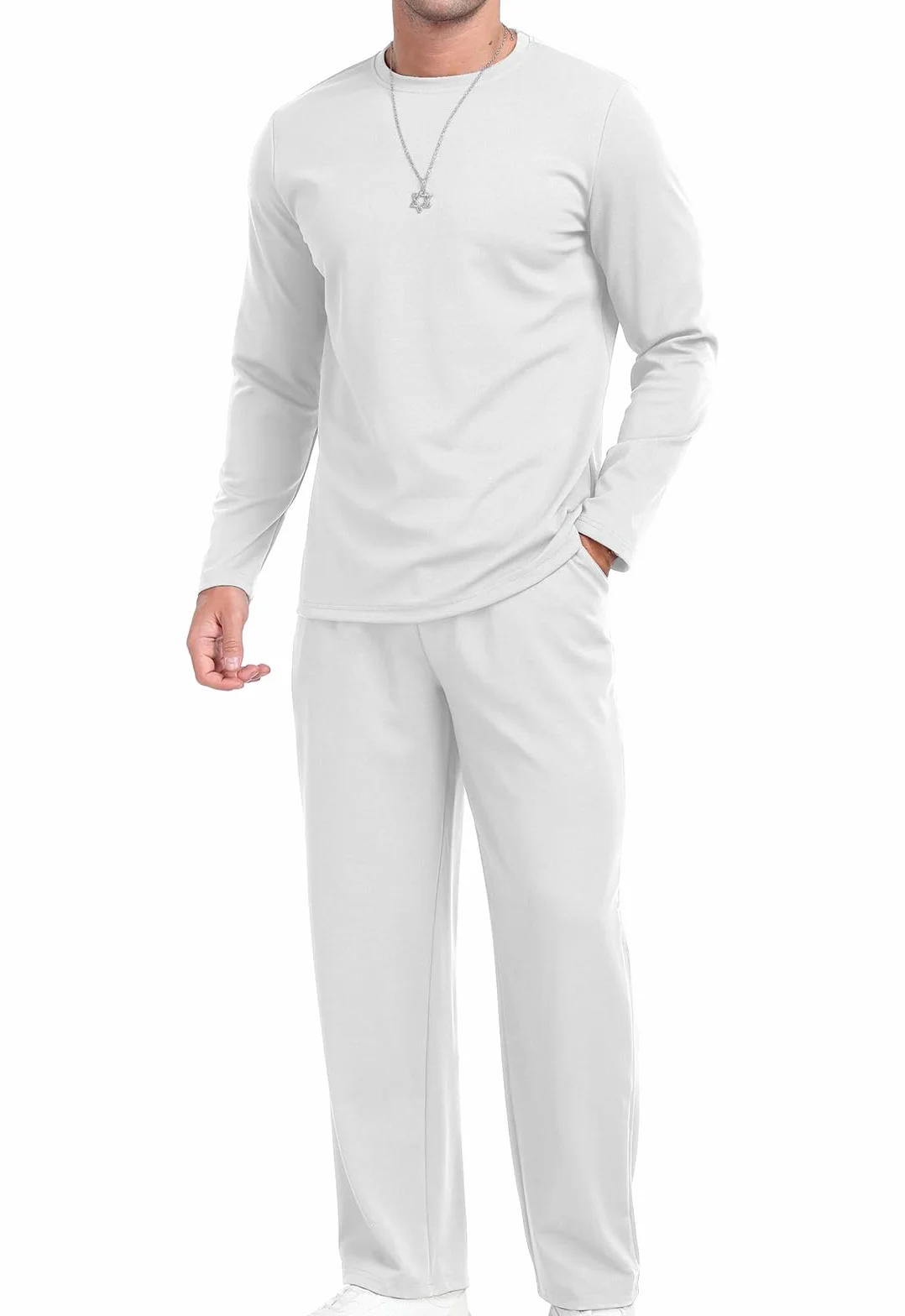 KUYIGO Conjunto deportivo de 2 piezas con cuello redondo para hombre, sudadera y pantalones deportivos, camiseta deportiva informal para hombre, tallas S-XXL