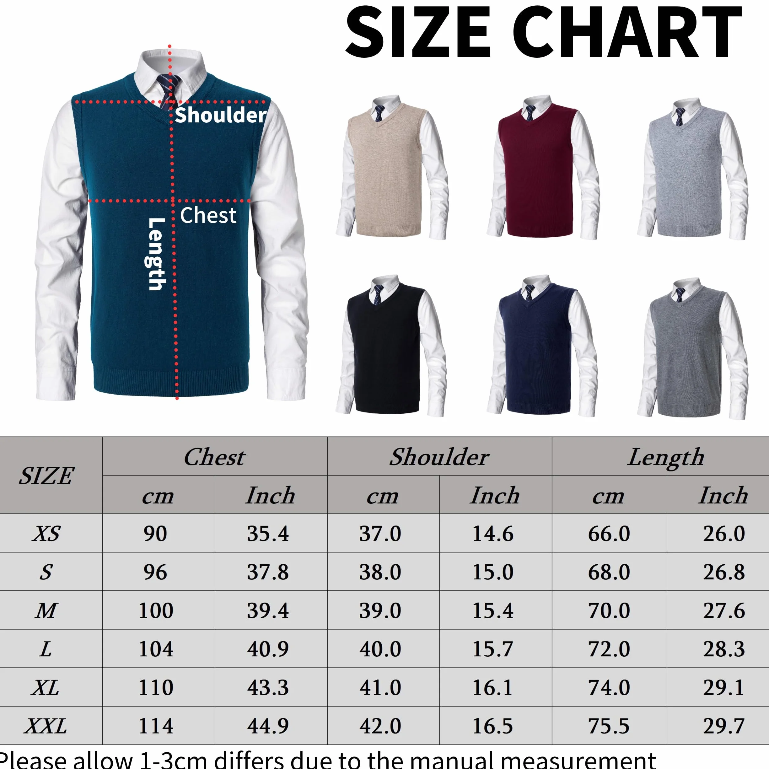 Hombre Invierno Sin Mangas con Cuello En V Chaleco Casual de Negocios Casual Suéter Sin Mangas Punto Chaleco suéter Caballero Suéter Cardigans Tank Tops
