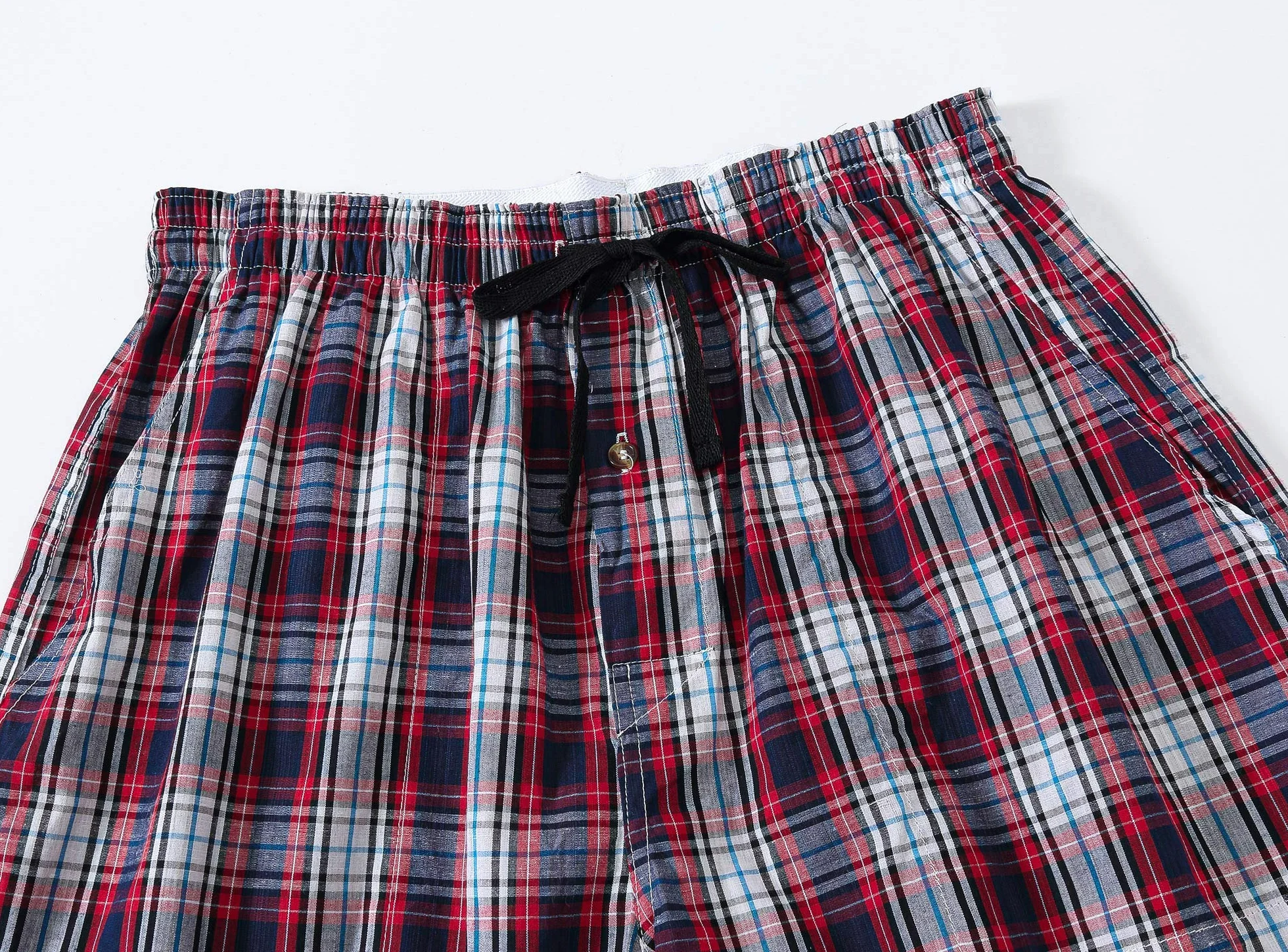 MoFiz Hombre Pantalón Corto de Pijama Casual Shorts a Cuadros de Algodón con Bolsillos