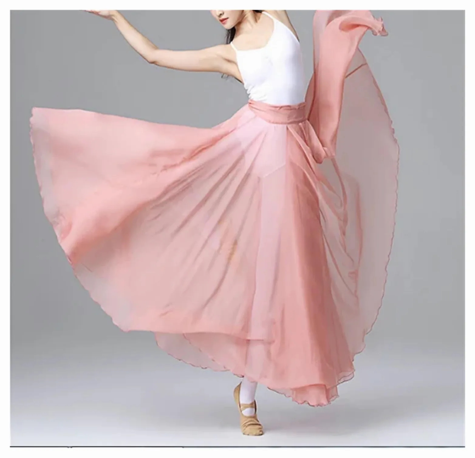Falda Swing Grande,Falda Swing Larga Bailarina， Falda de Gasa for práctica de Ballet romántica for niñas Adultas