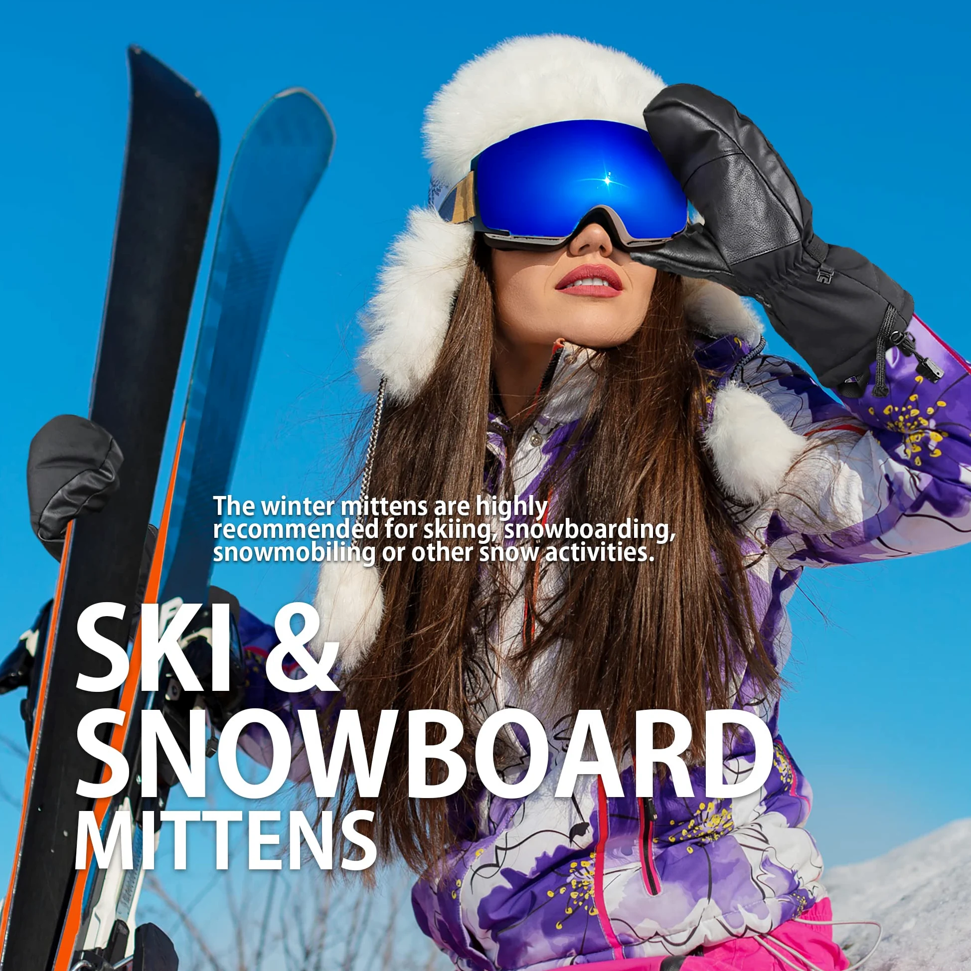 Manoplas Esquí Hombre Caliente Guantes Invierno Snowboard Impermeables Prueba Viento Térmica Thinsulate Mujer