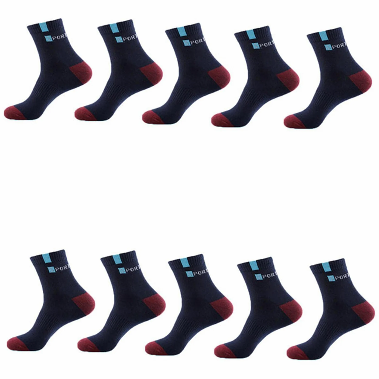 UKKO Calcetines de Hombre 10 Pares De Calcetines De Hombre Calcetines De Algodón De Tubo Largo Y Absorbente De Sudor Desodorante 38-44-10 Navy Blue,EUR 38-44 Us 6-11
