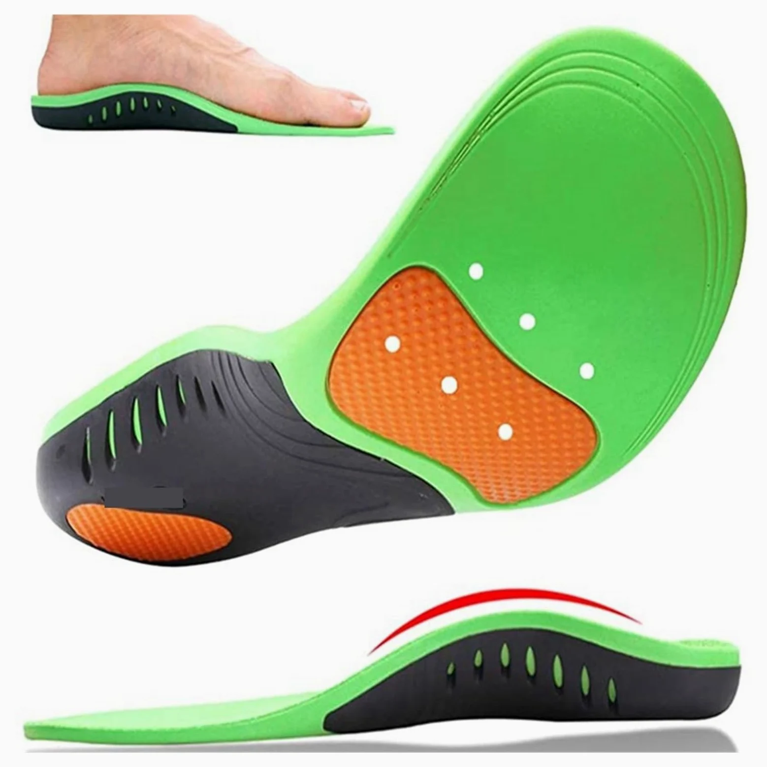 Plantillas deportivas ortopédicas plantares cómodas | Cómodo soporte for el arco con almohadilla for calzado deportivo for pies plantares(Green,EU36-38)