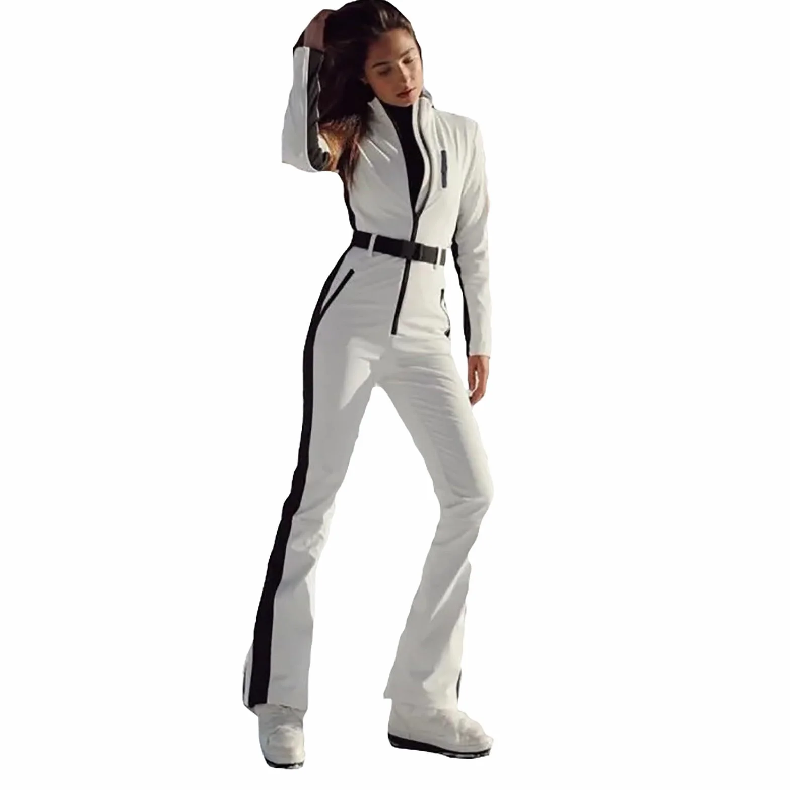 Mono térmico para mujer chaqueta de esquí invierno tallas grandes cuello alto cremallera cinturón traje nieve cálido resistente