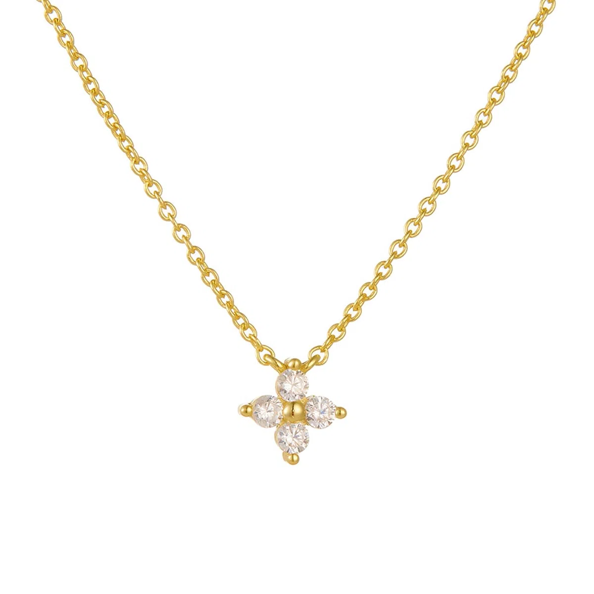Collares de oro de flores para mujer, cadena de 9 K, 14 y 18 quilates con diamantes creados en laboratorio, collares de oro amarillo de 9 quilates para mujer, 40 + 5 cm