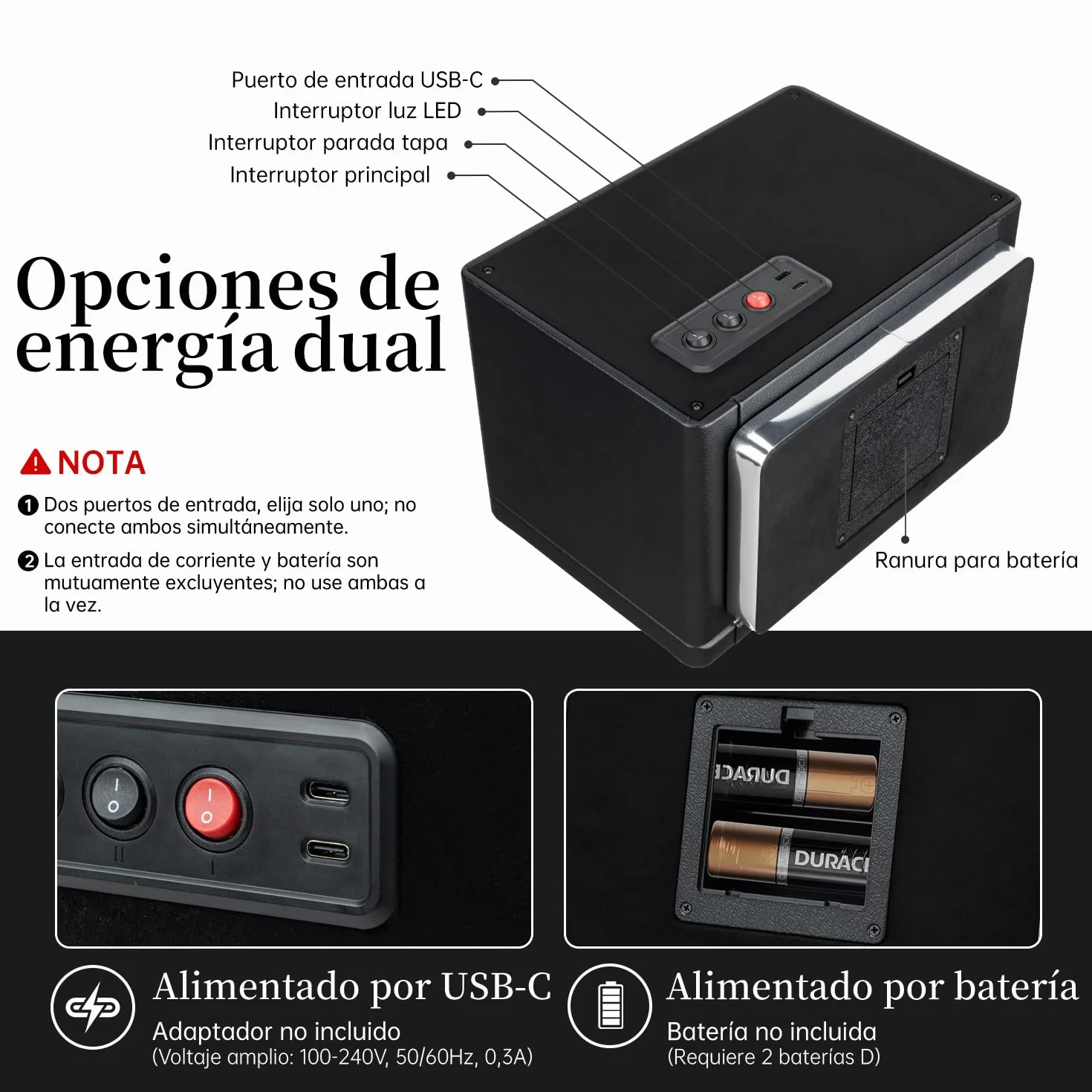 Mcbazel Enrollador de Relojes automáticos, Caja de Doble Reloj con luz LED, Motor silencioso, Negro