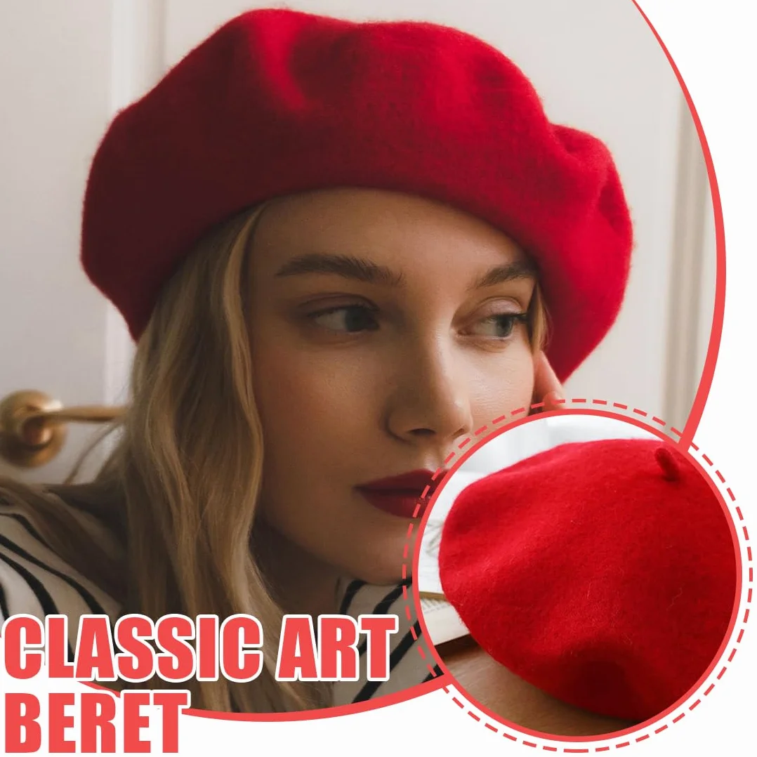 Boina Francesa Clásica Unido de Artista para Mujer - Boina Verano (Rojo)
