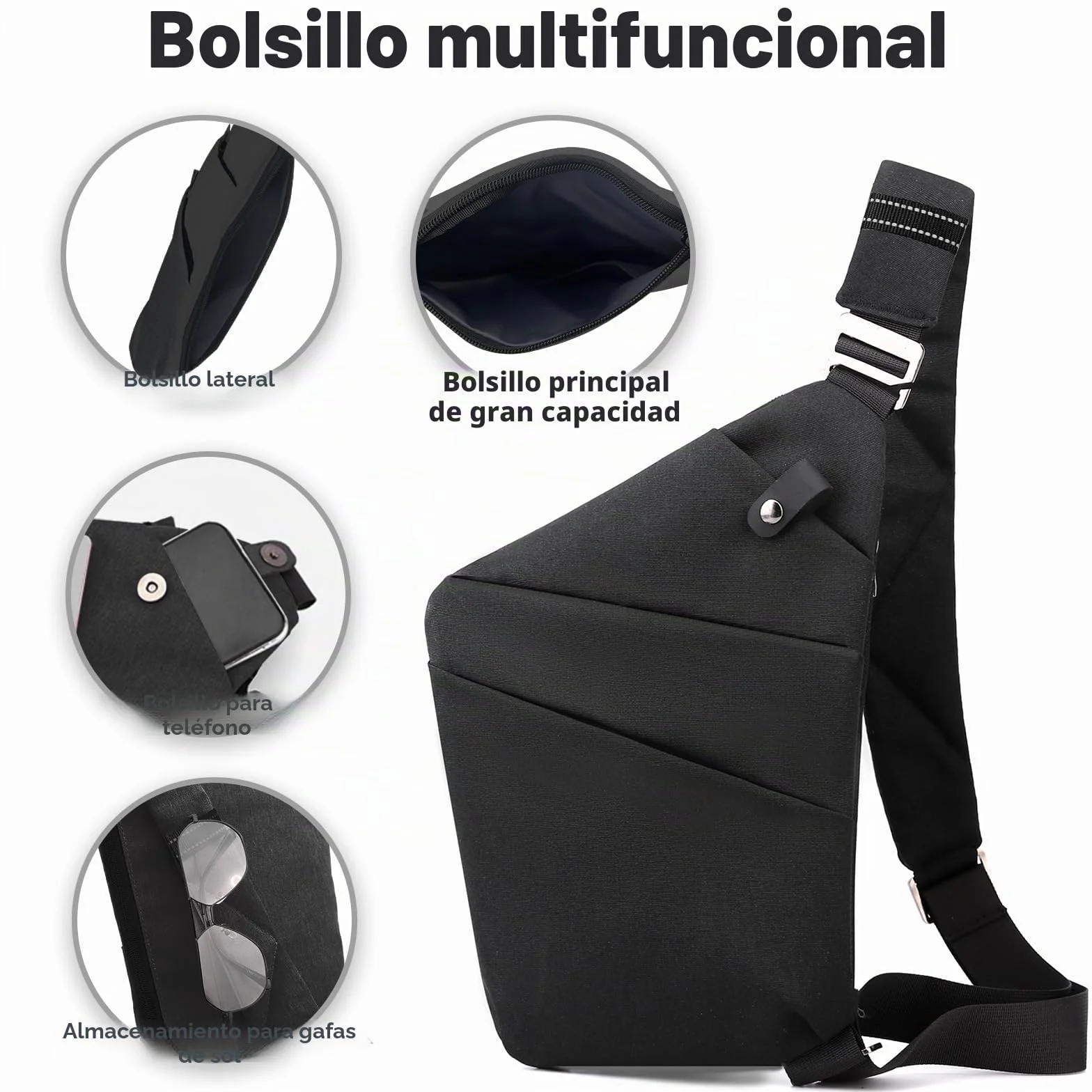 Bolsa de viaje antirrobo, bolsa cruzada de gran capacidad con un hombro, bolsa cruzada ligera para viajes, deportes