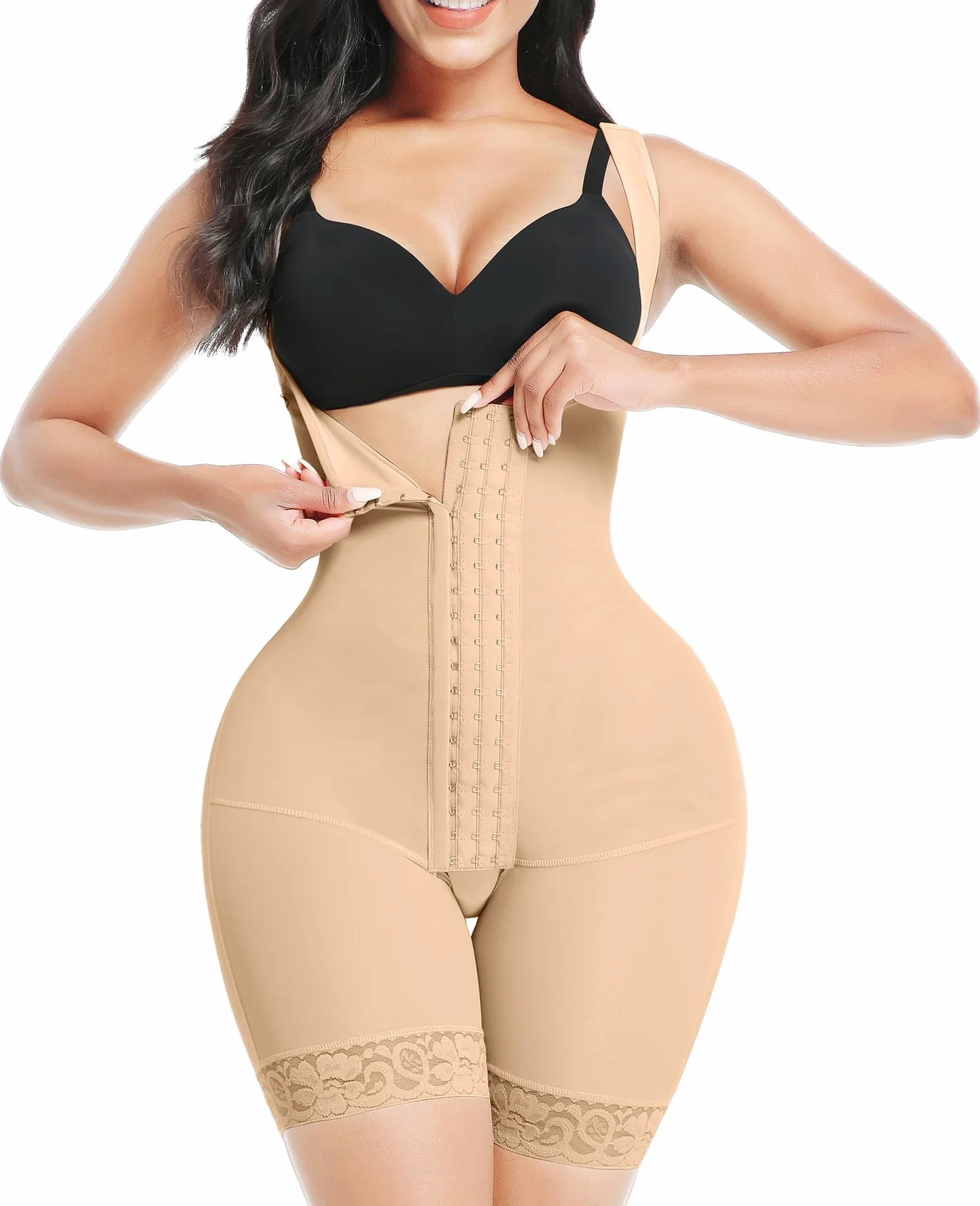 FeelinGirl Fajas Reductoras Mujer Fajas Abdomen Chaleco Corsé Abdominal Pantalones Moldeadores Cierre de Ganchos de 3 Filas con Tirantes Anchos Ajustables