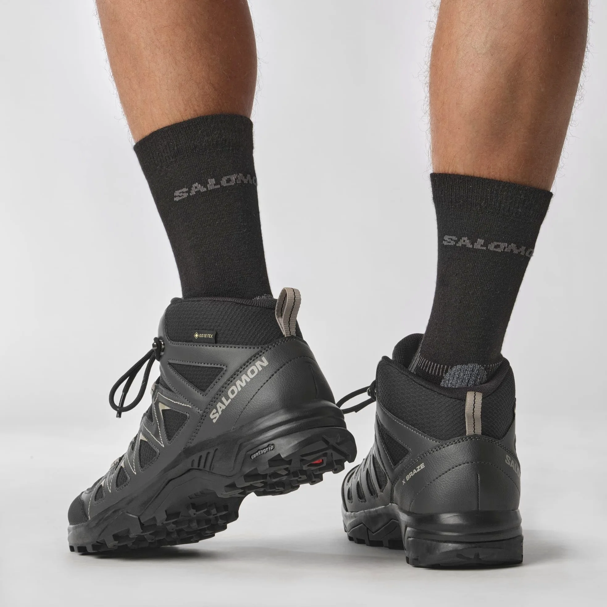 Salomon X Braze Mid Gore-Tex Zapatillas Impermeables Outdoor para Hombre, Básicos para el senderismo, Diseño deportivo, Uso versátil, Black, 44 2/3