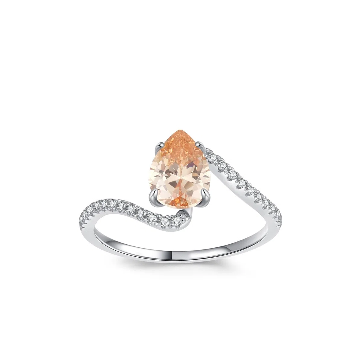 KnSam Anillo de boda de oro blanco de 9 K/14 K/18 K, elegantes anillos de pareja con diseño de laboratorio, zafiro champán, talla 47 – 65