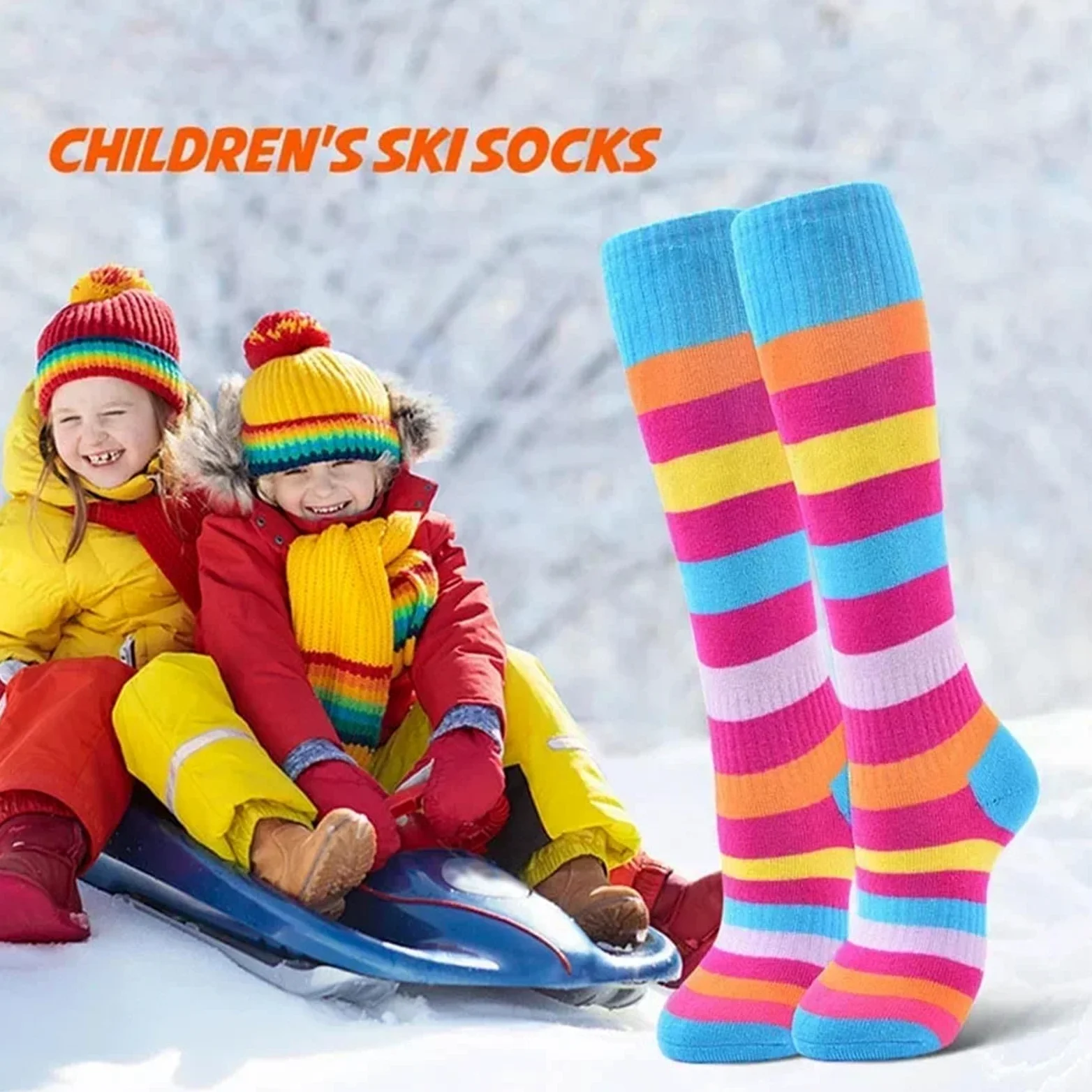 Calcetines de esquí a rayas largo for niños, medias for senderismo y, cómodos cálidos calcetines for Snowboard Para Trekking, Ciclismo, Snowboard