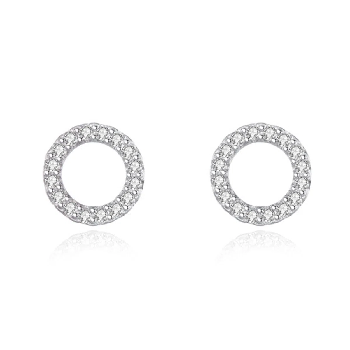 Pendientes de oro blanco 750 585 375 de oro auténtico, pendientes de 8 mm círculo con diamante para mujer, pendientes de boda sin níquel