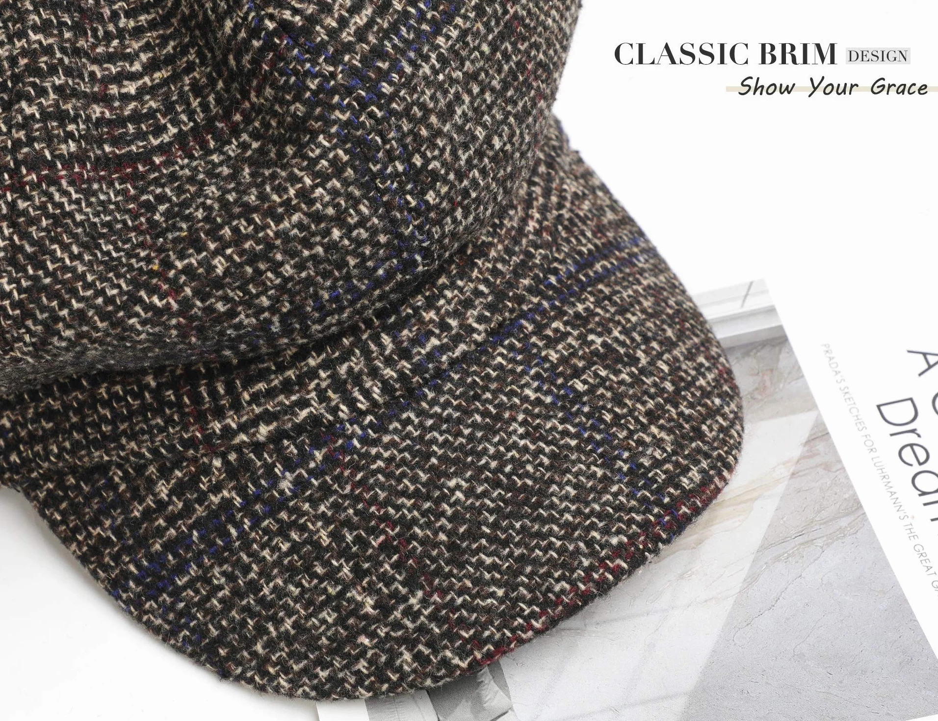 Superora Boinas Mujer Francesa Vintage Sombreros de Mujer Fiesta Invierno Clásico Gorro Caliente Beret Francés Beanie Cozy Enrejado